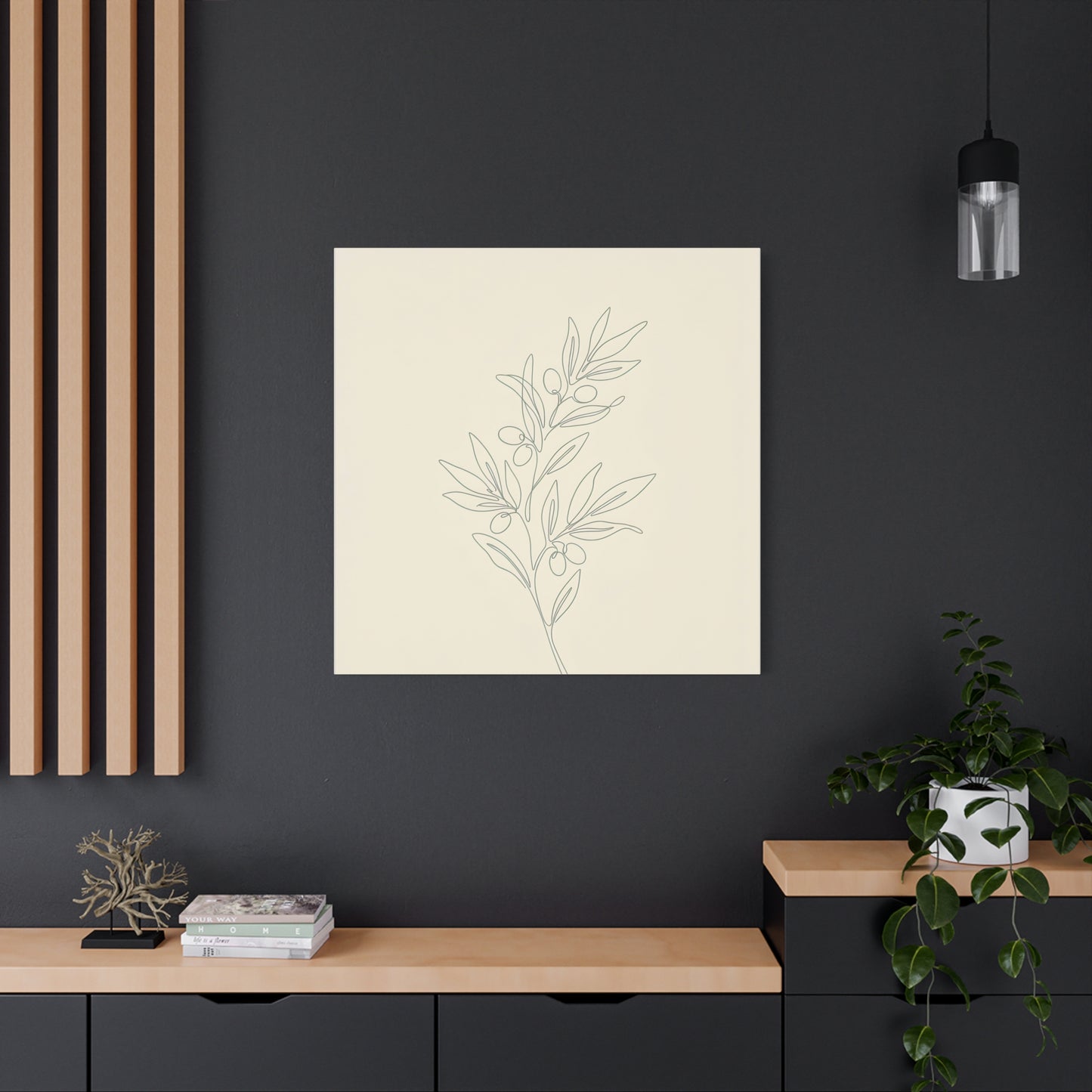 Olive Branch Minimalist Wall Art Canvas