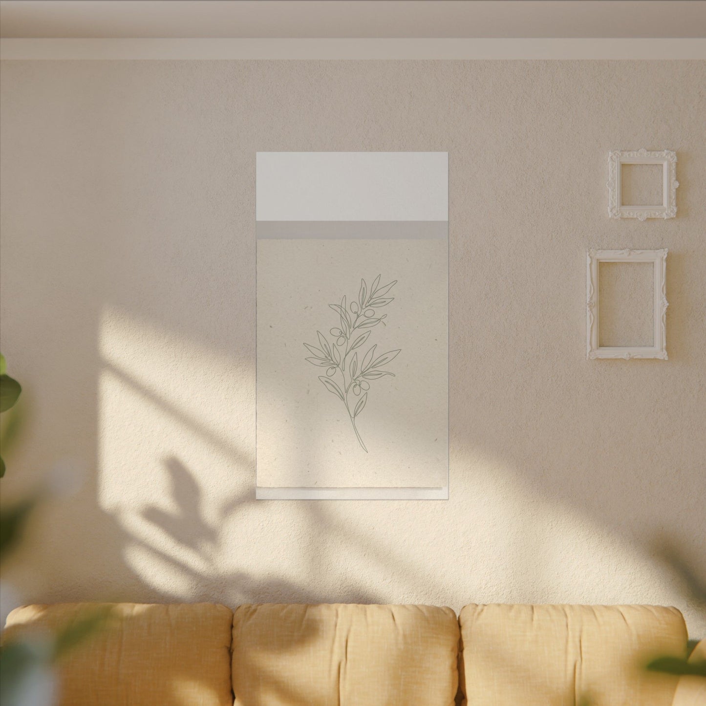 Olive Branch Minimalist Matte Canvas Wall Art