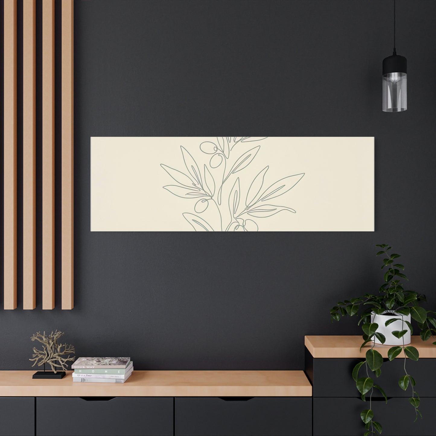 Olive Branch Minimalist Wall Art Canvas