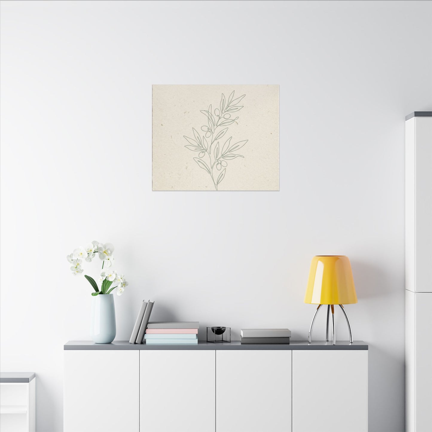 Olive Branch Minimalist Matte Canvas Wall Art