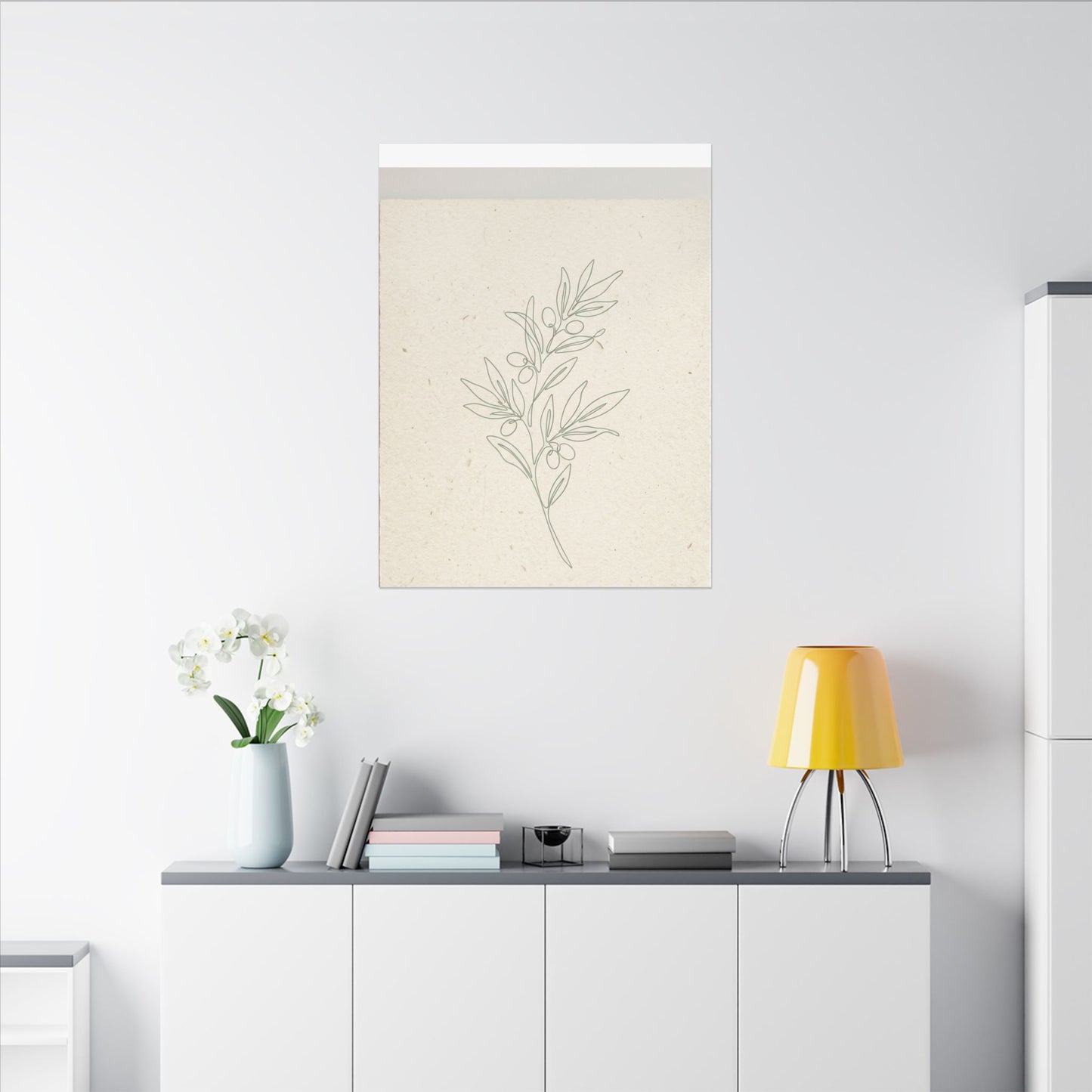 Olive Branch Minimalist Matte Canvas Wall Art