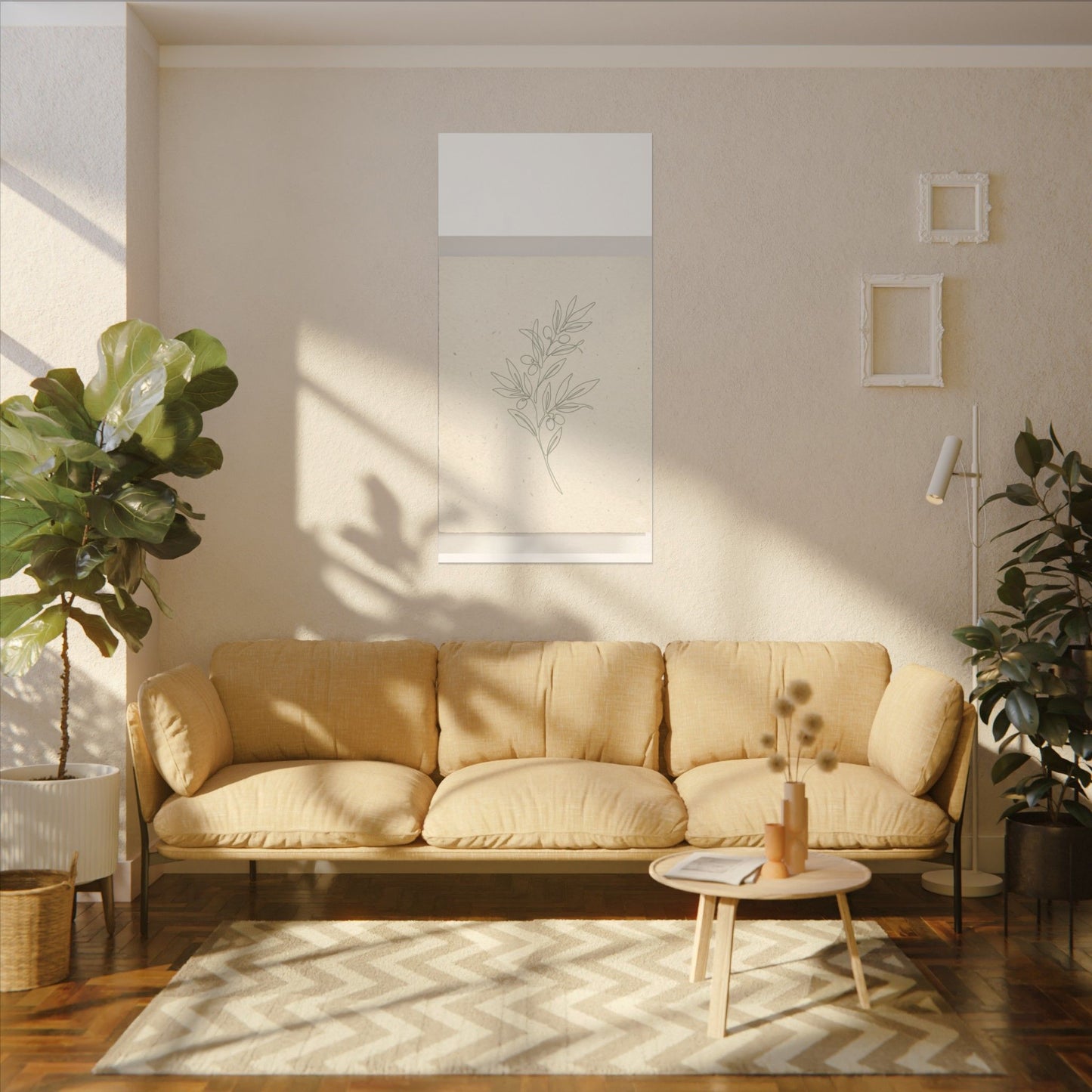 Olive Branch Minimalist Matte Canvas Wall Art