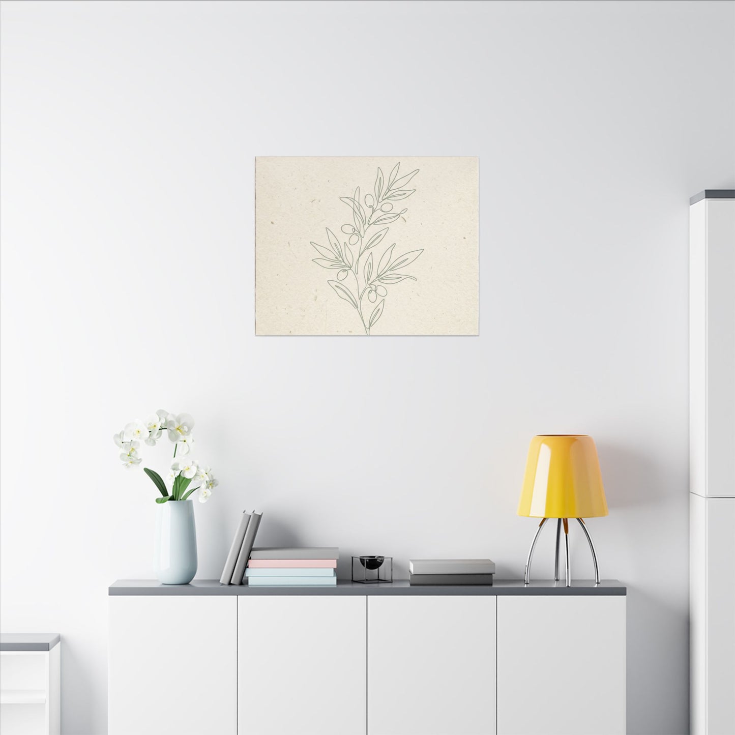 Olive Branch Minimalist Matte Canvas Wall Art
