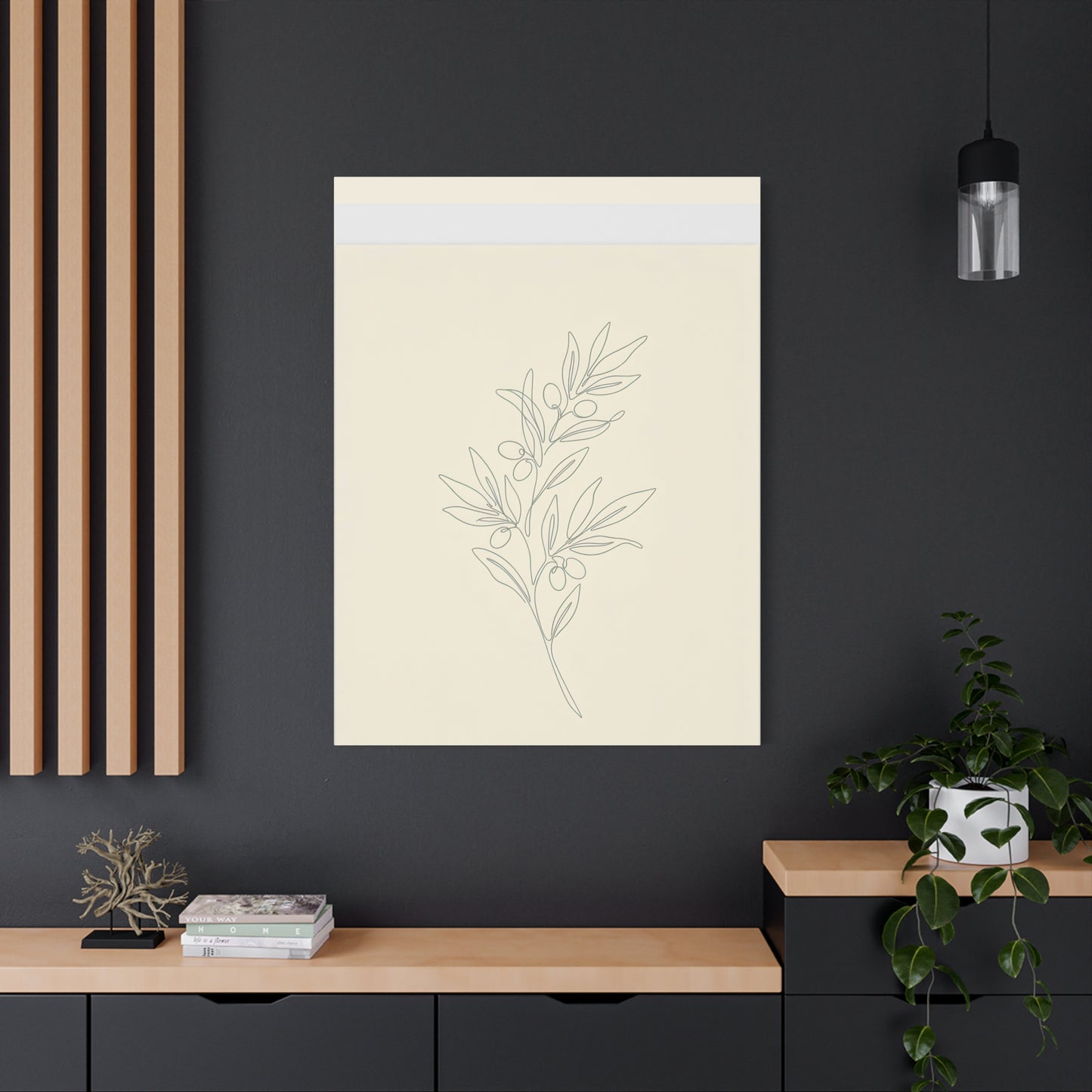 Olive Branch Minimalist Wall Art Canvas