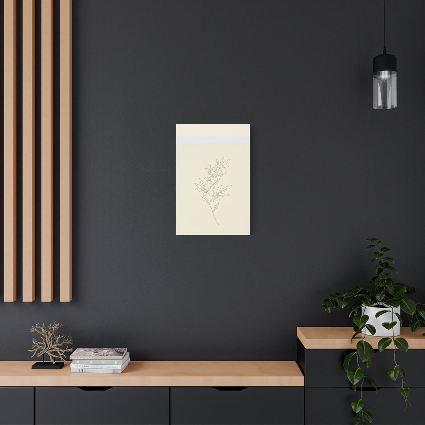 Olive Branch Minimalist Wall Art Canvas