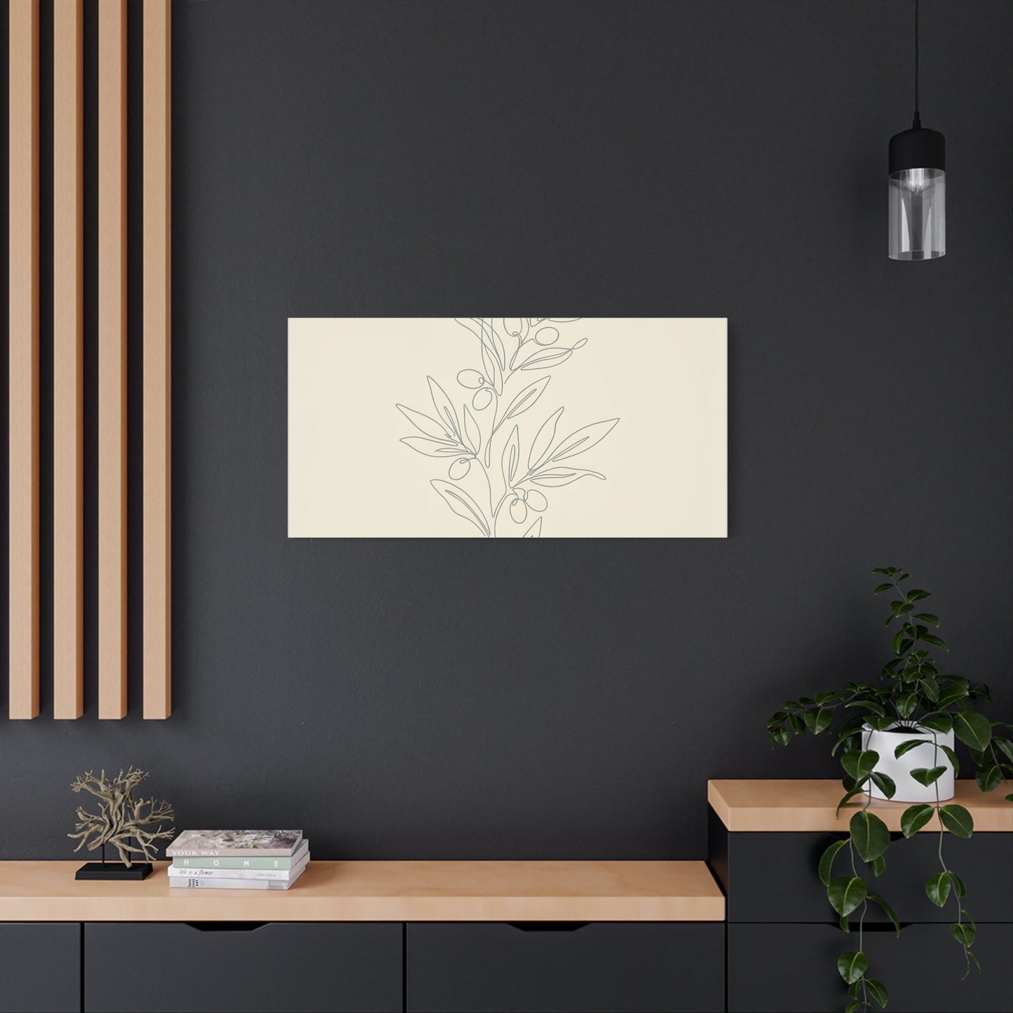 Olive Branch Minimalist Wall Art Canvas