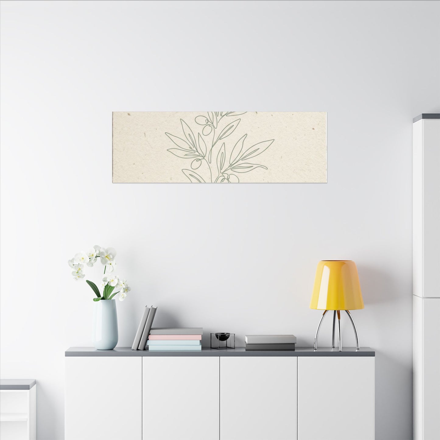Olive Branch Minimalist Matte Canvas Wall Art
