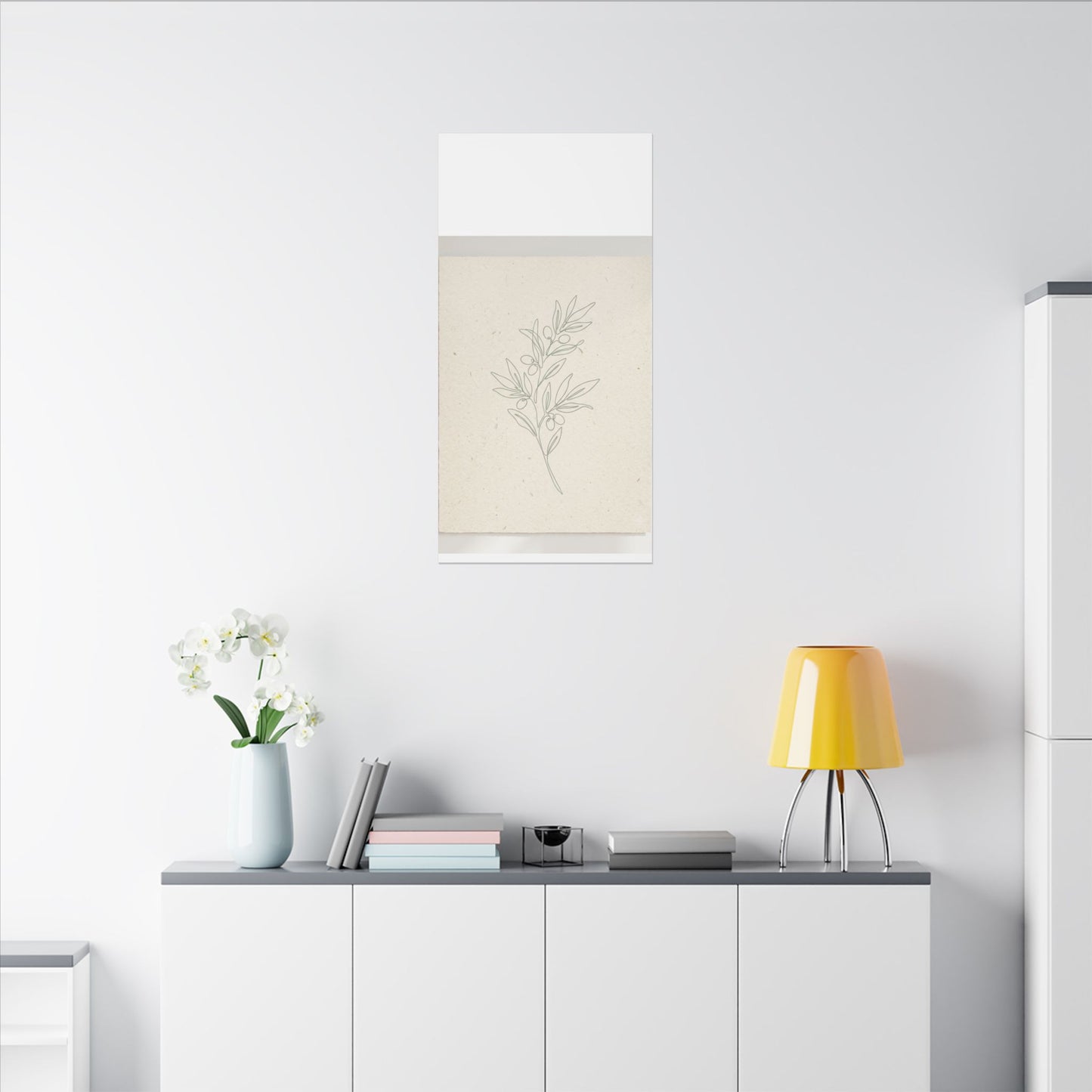 Olive Branch Minimalist Matte Canvas Wall Art