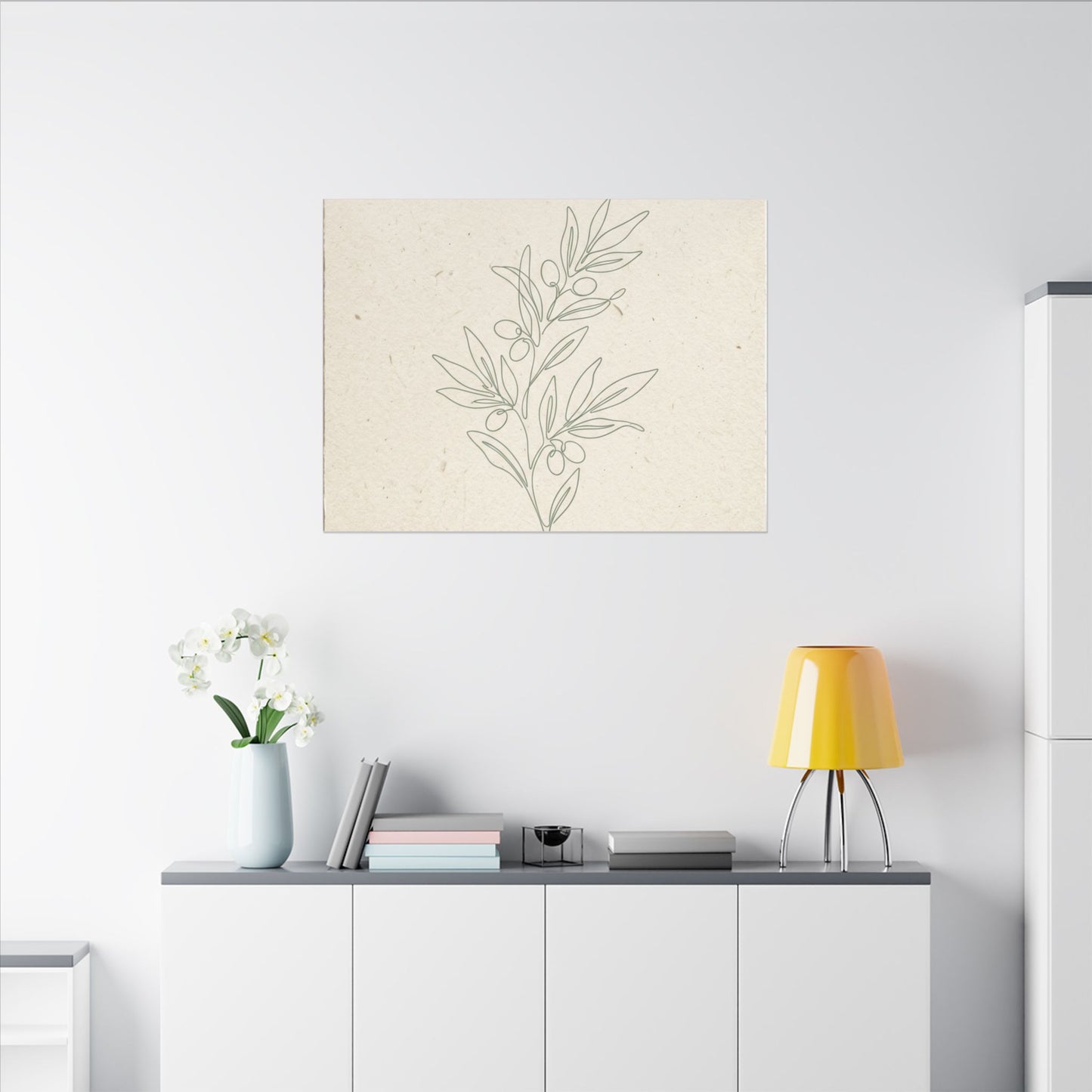 Olive Branch Minimalist Matte Canvas Wall Art