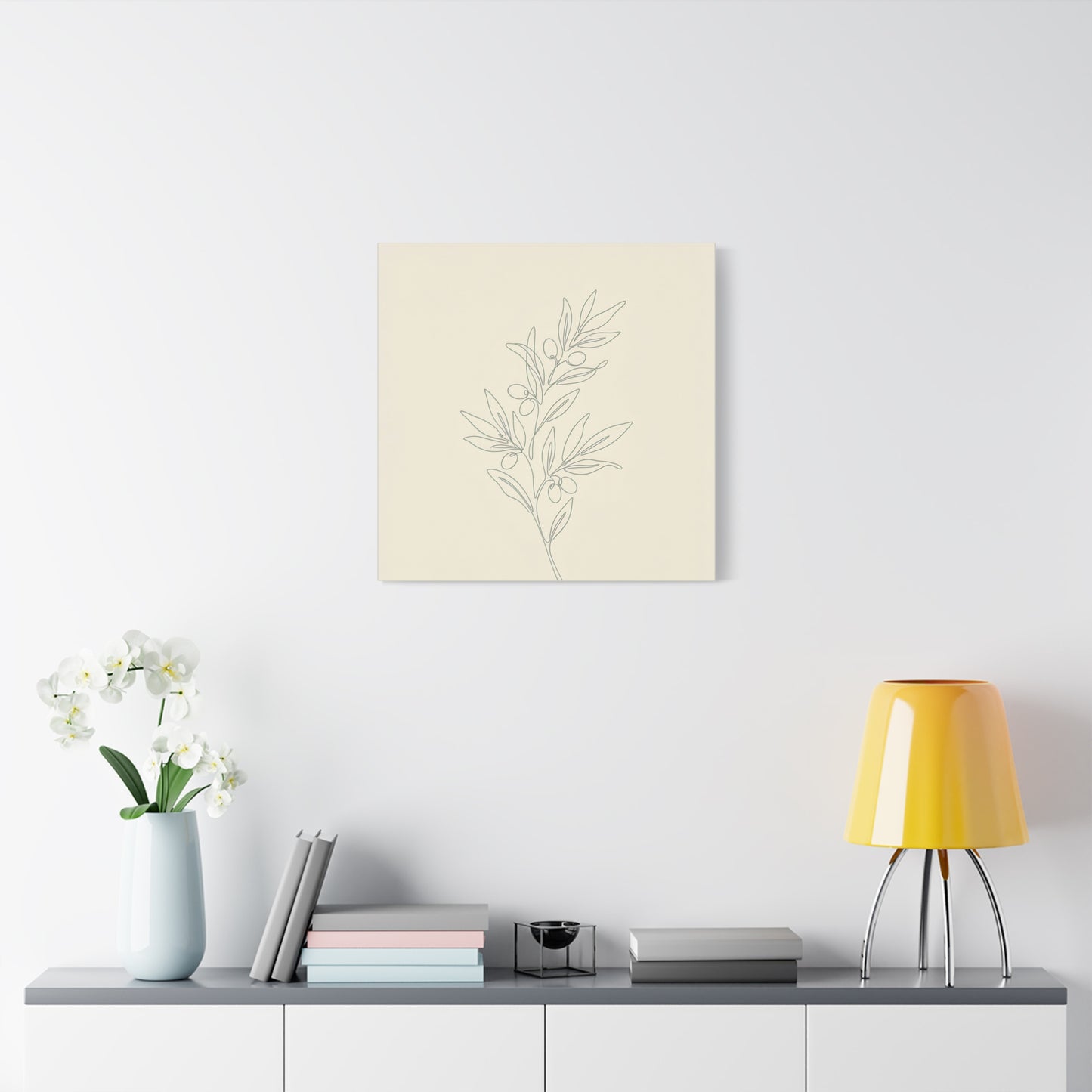 Olive Branch Minimalist Wall Art Canvas