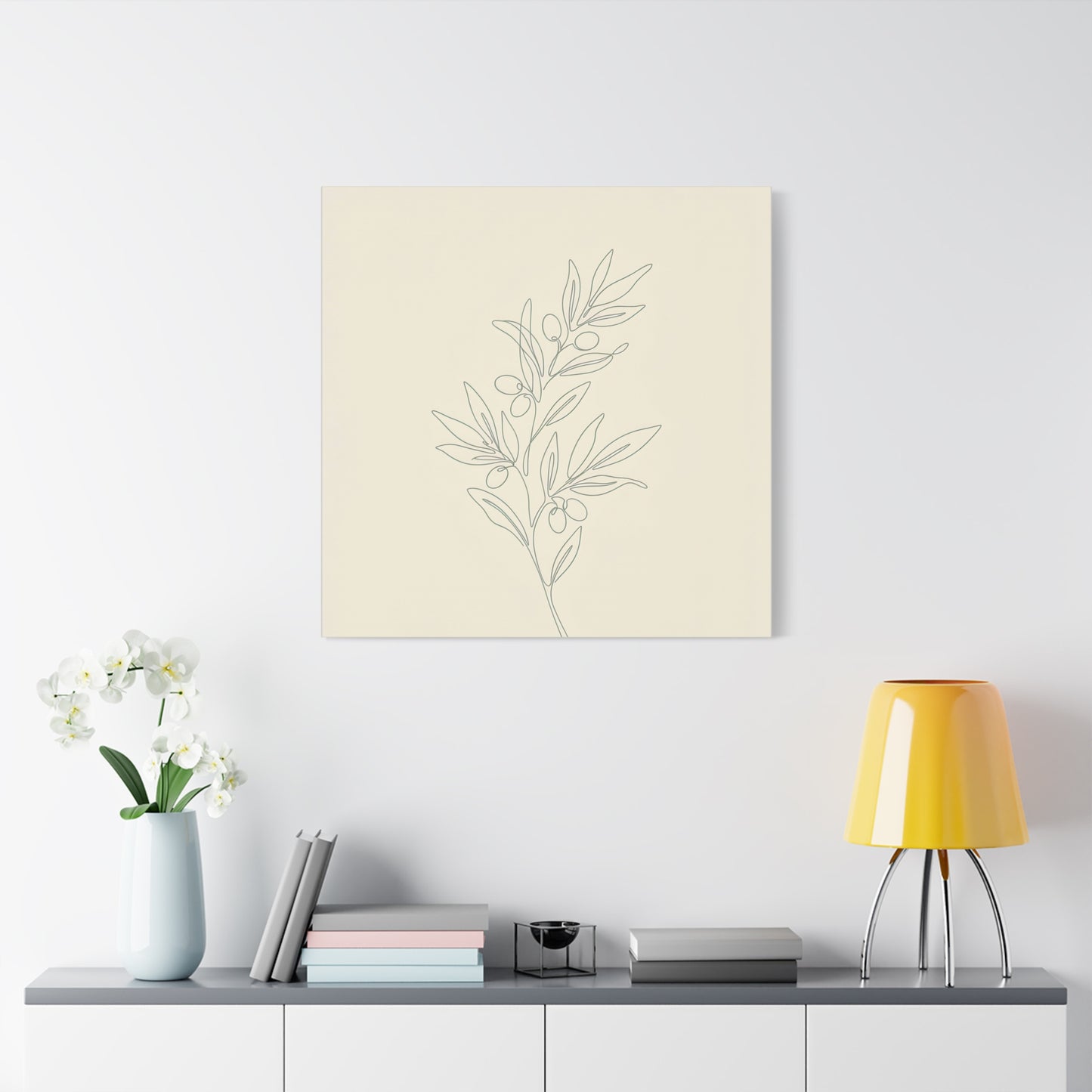 Olive Branch Minimalist Wall Art Canvas