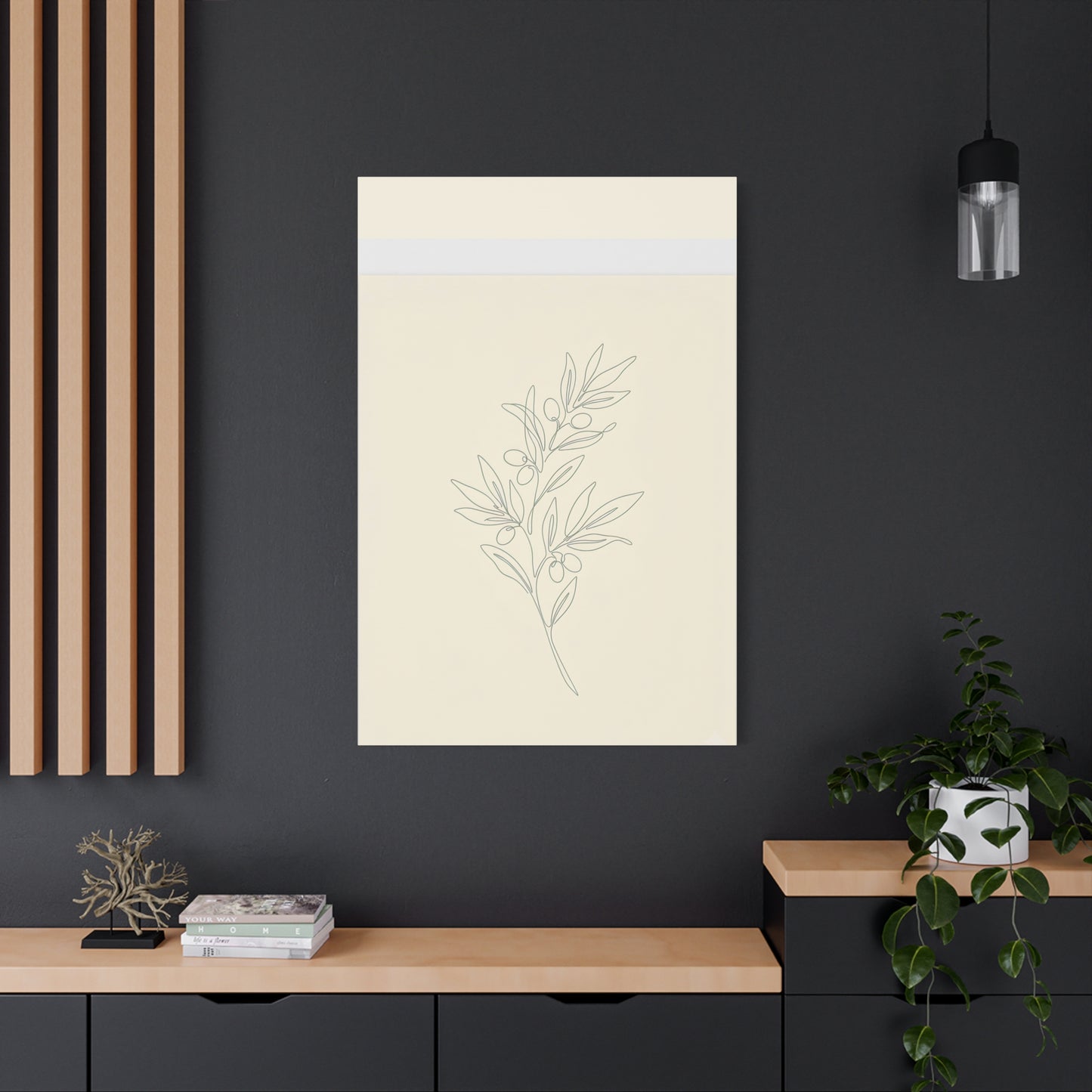 Olive Branch Minimalist Wall Art Canvas