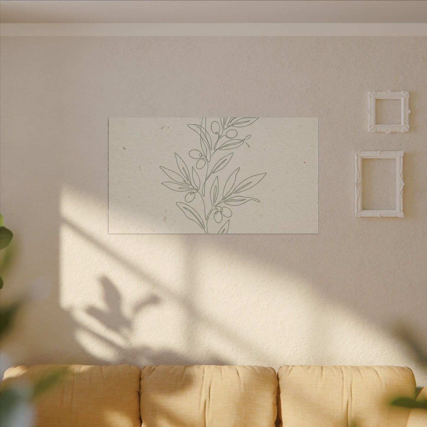 Olive Branch Minimalist Matte Canvas Wall Art