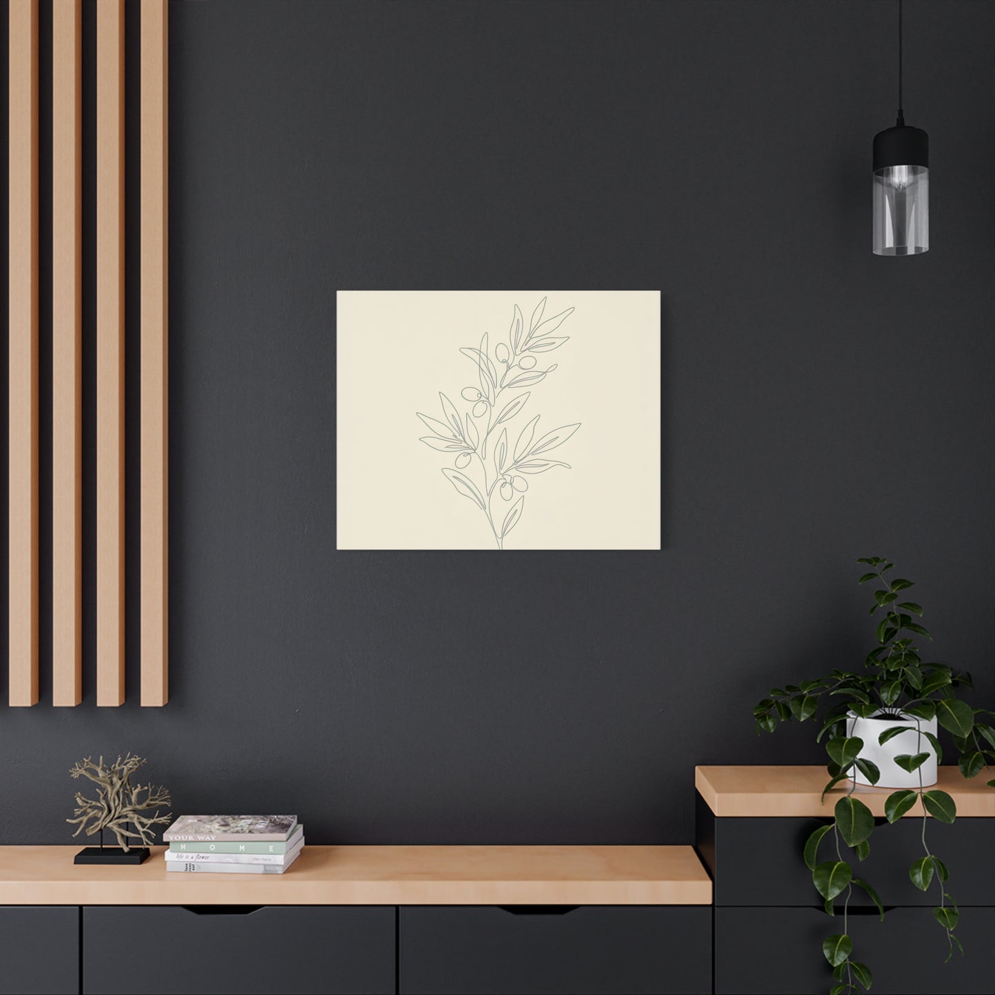Olive Branch Minimalist Wall Art Canvas