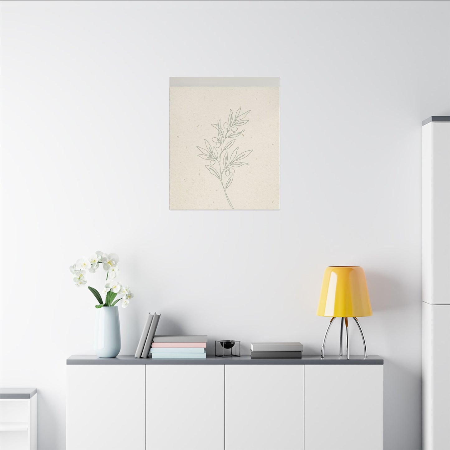 Olive Branch Minimalist Matte Canvas Wall Art