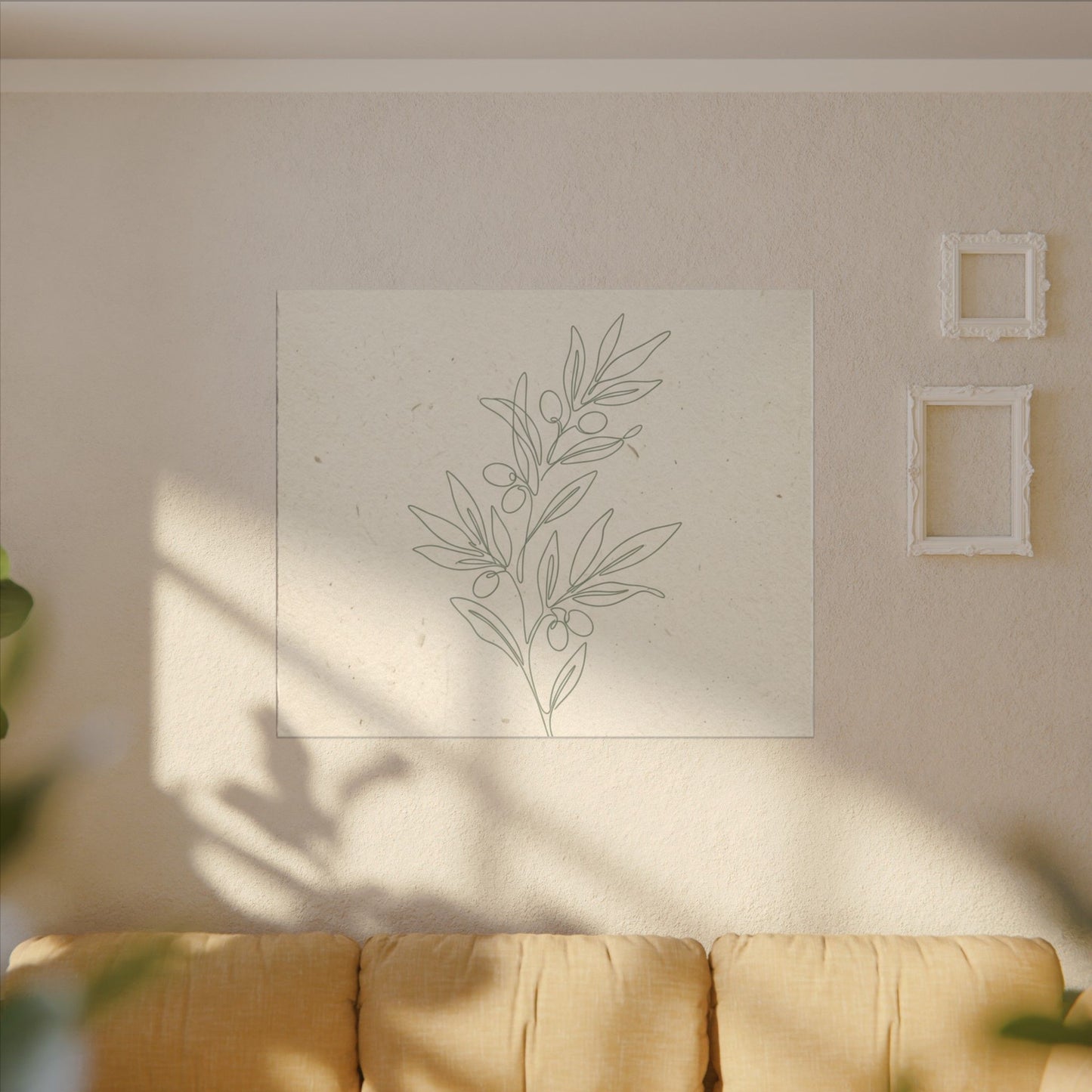 Olive Branch Minimalist Matte Canvas Wall Art