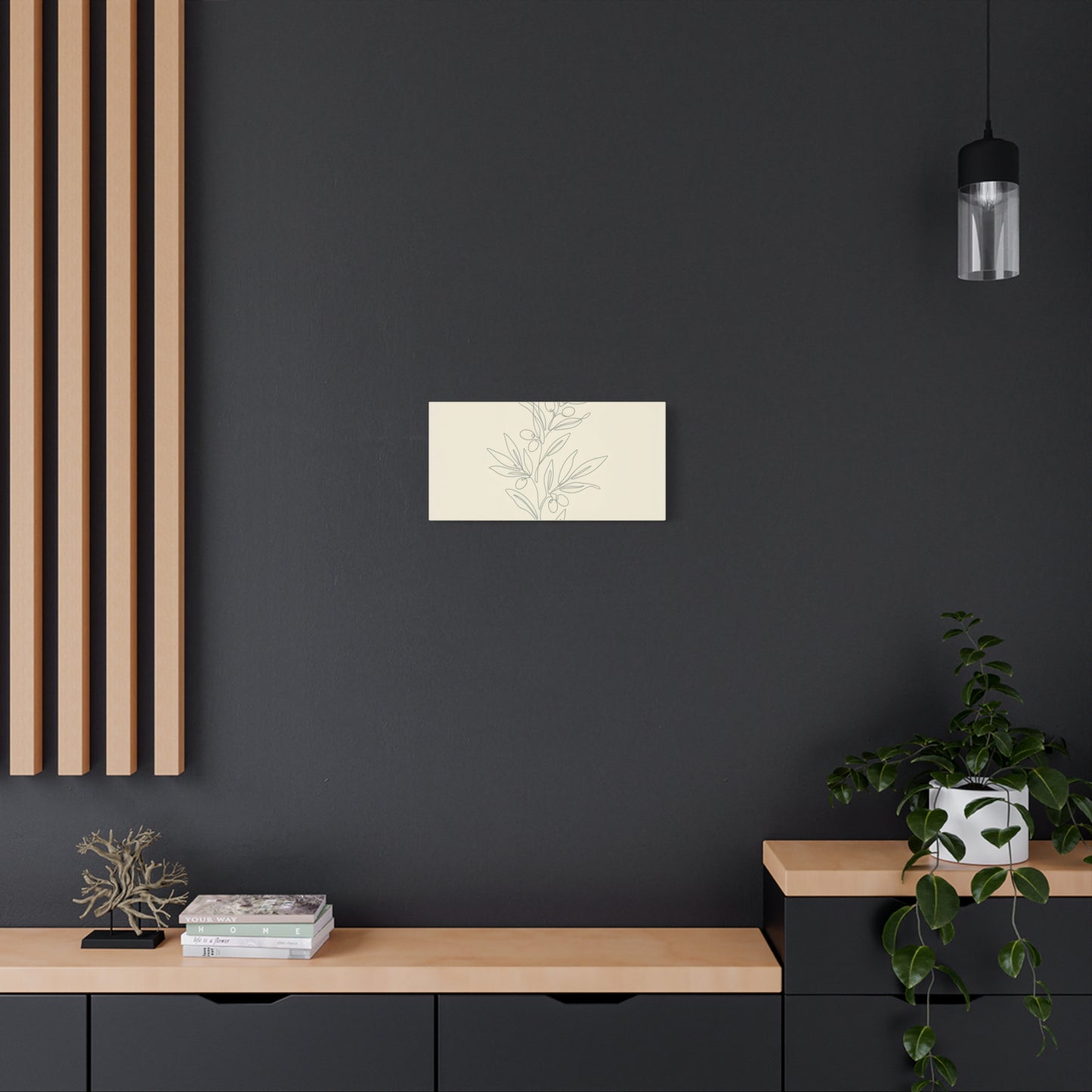Olive Branch Minimalist Wall Art Canvas