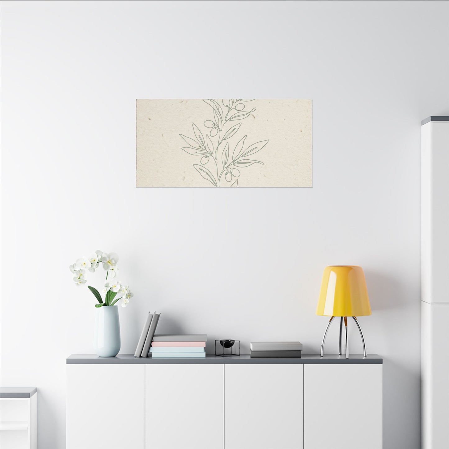 Olive Branch Minimalist Matte Canvas Wall Art