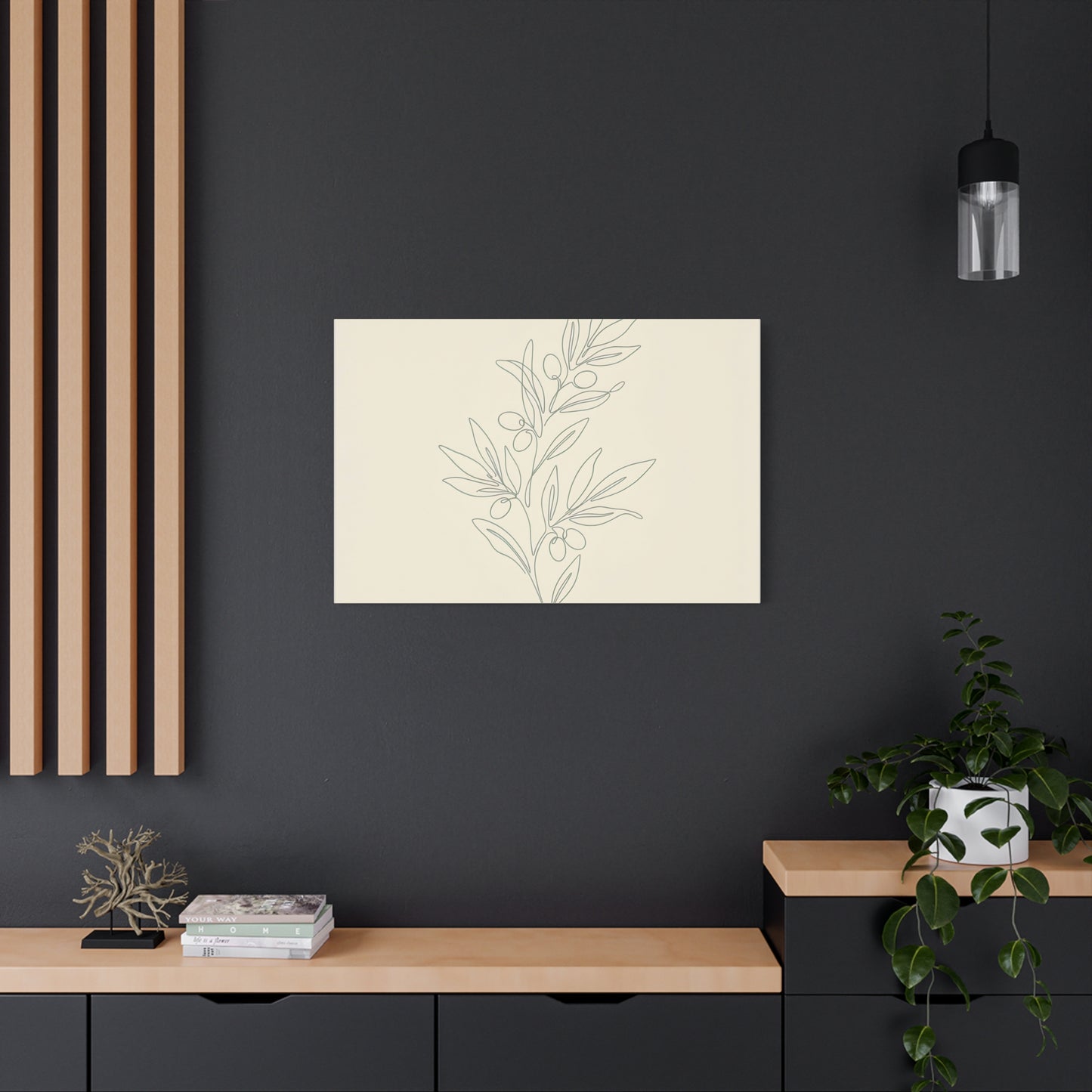 Olive Branch Minimalist Wall Art Canvas