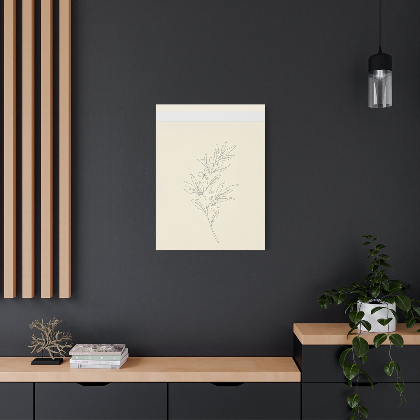 Olive Branch Minimalist Wall Art Canvas