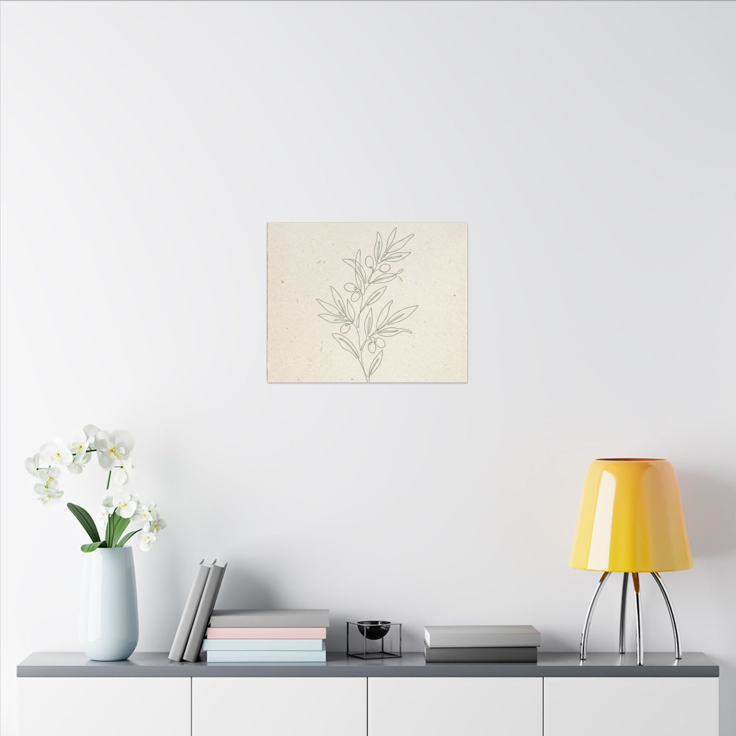 Olive Branch Minimalist Matte Canvas Wall Art