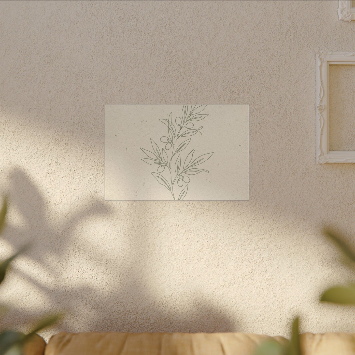 Olive Branch Minimalist Matte Canvas Wall Art