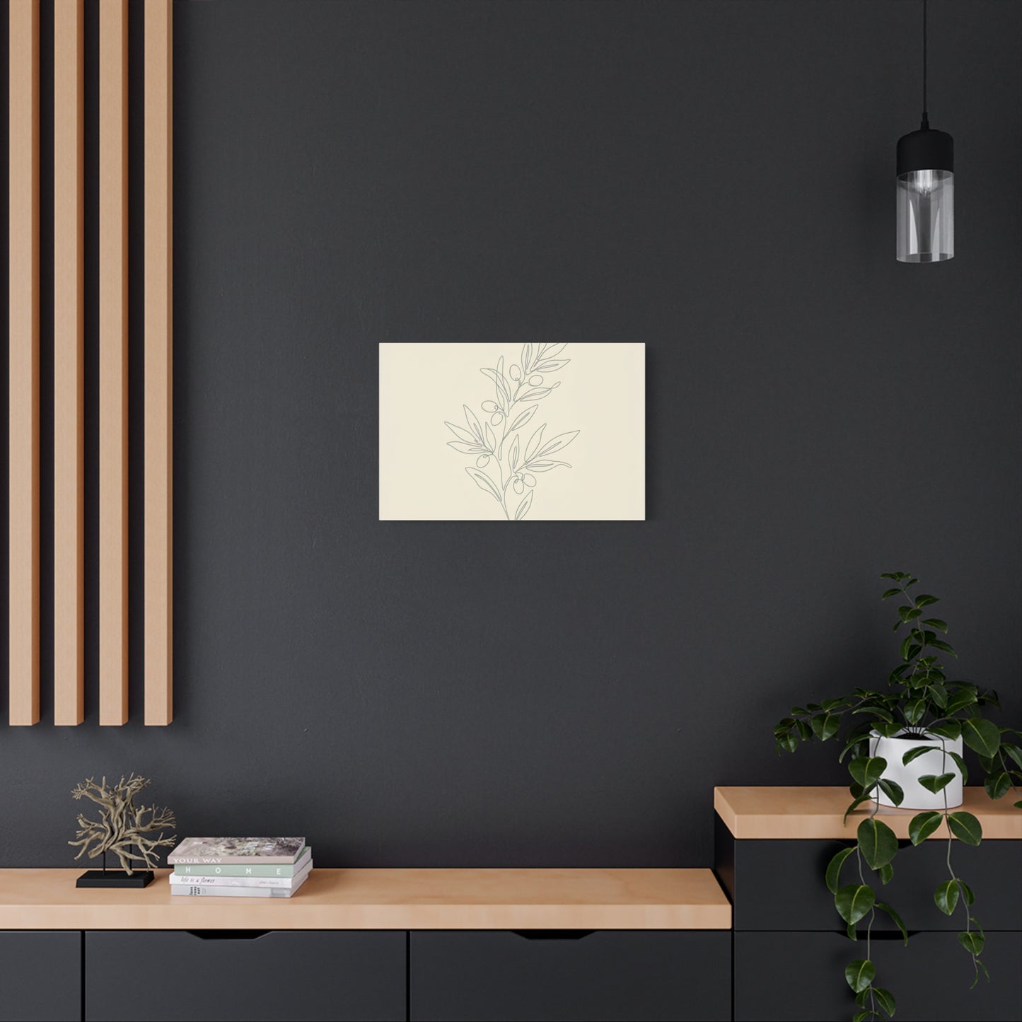 Olive Branch Minimalist Wall Art Canvas