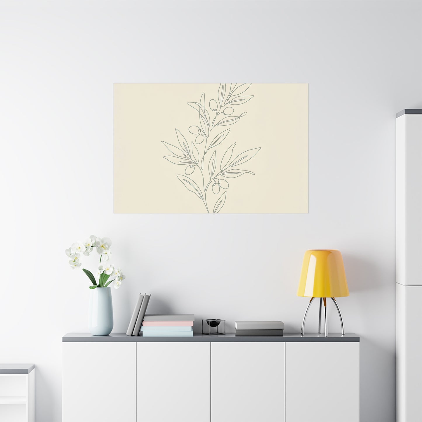 Olive Branch Minimalist Wall Art Canvas