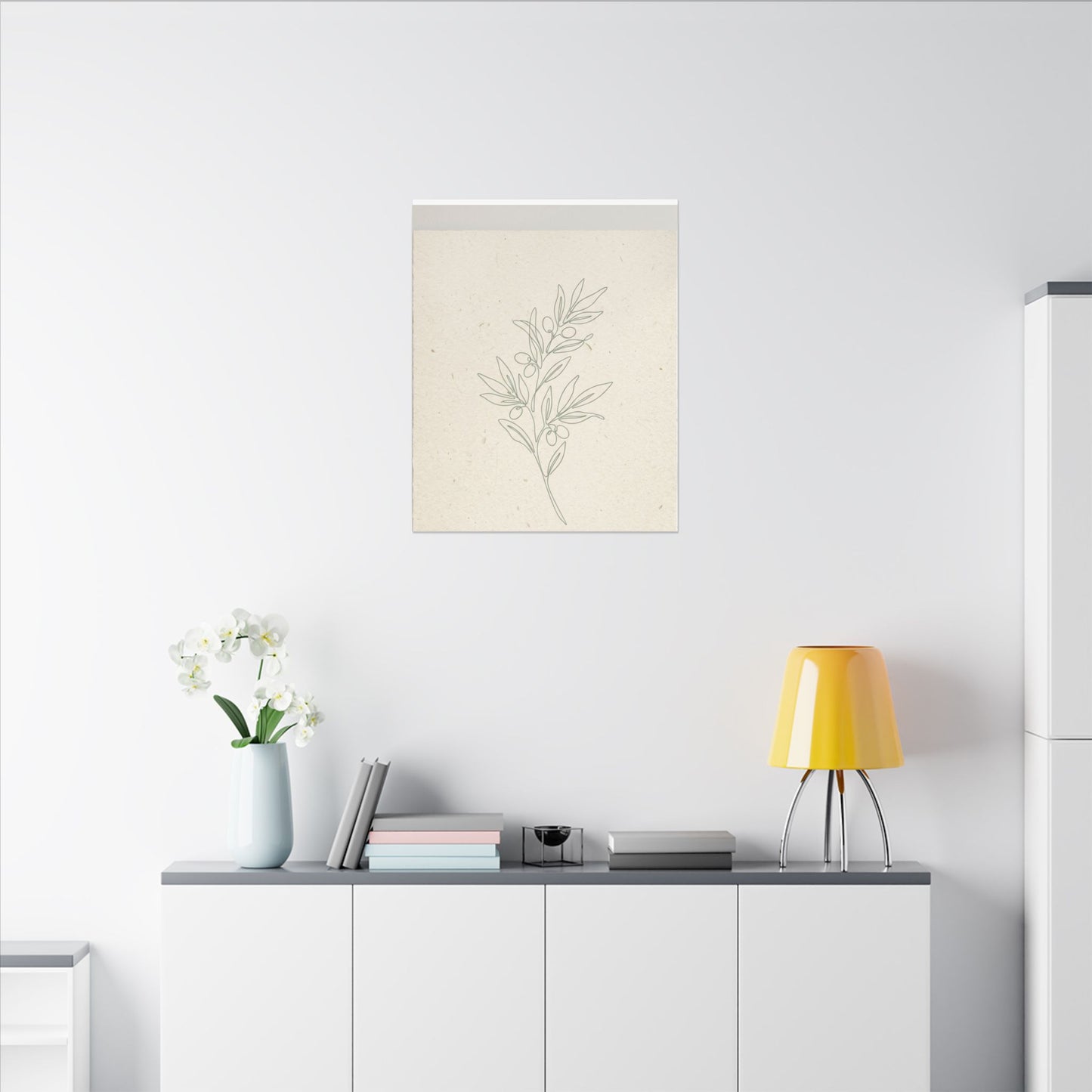 Olive Branch Minimalist Matte Canvas Wall Art