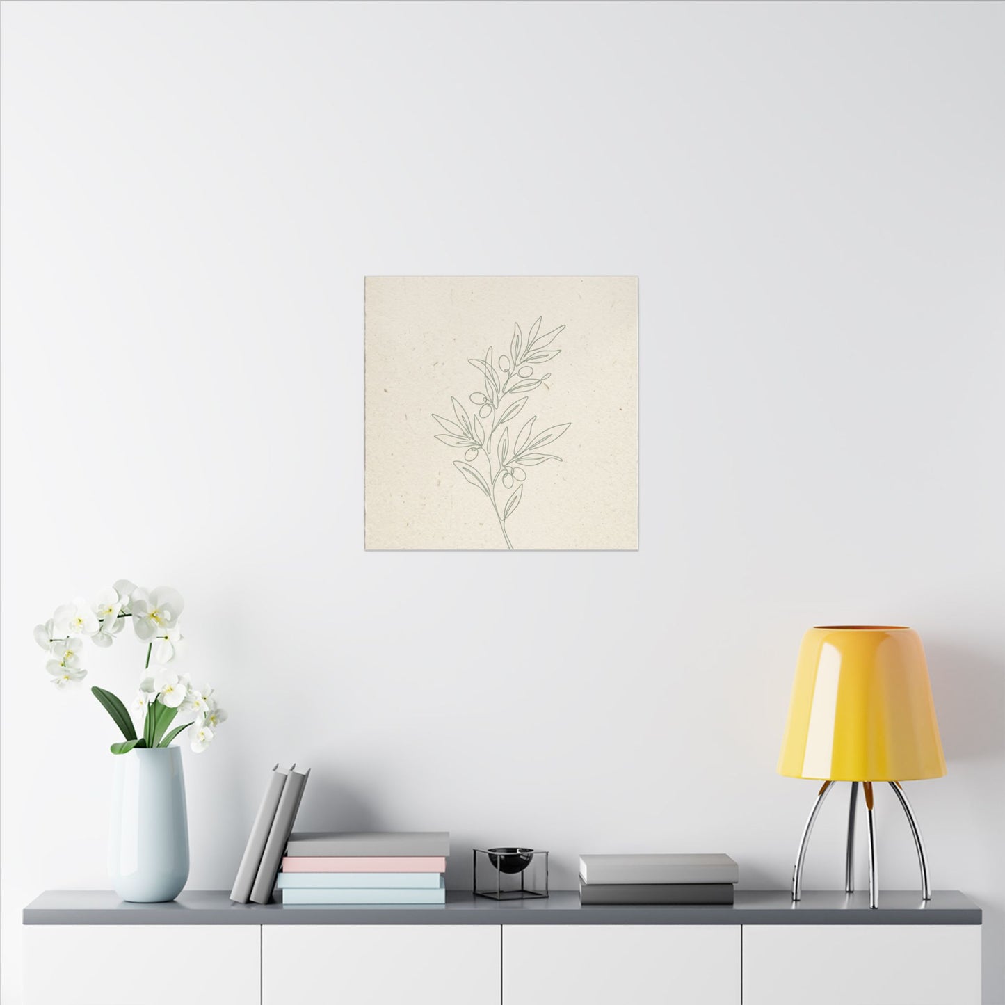 Olive Branch Minimalist Matte Canvas Wall Art
