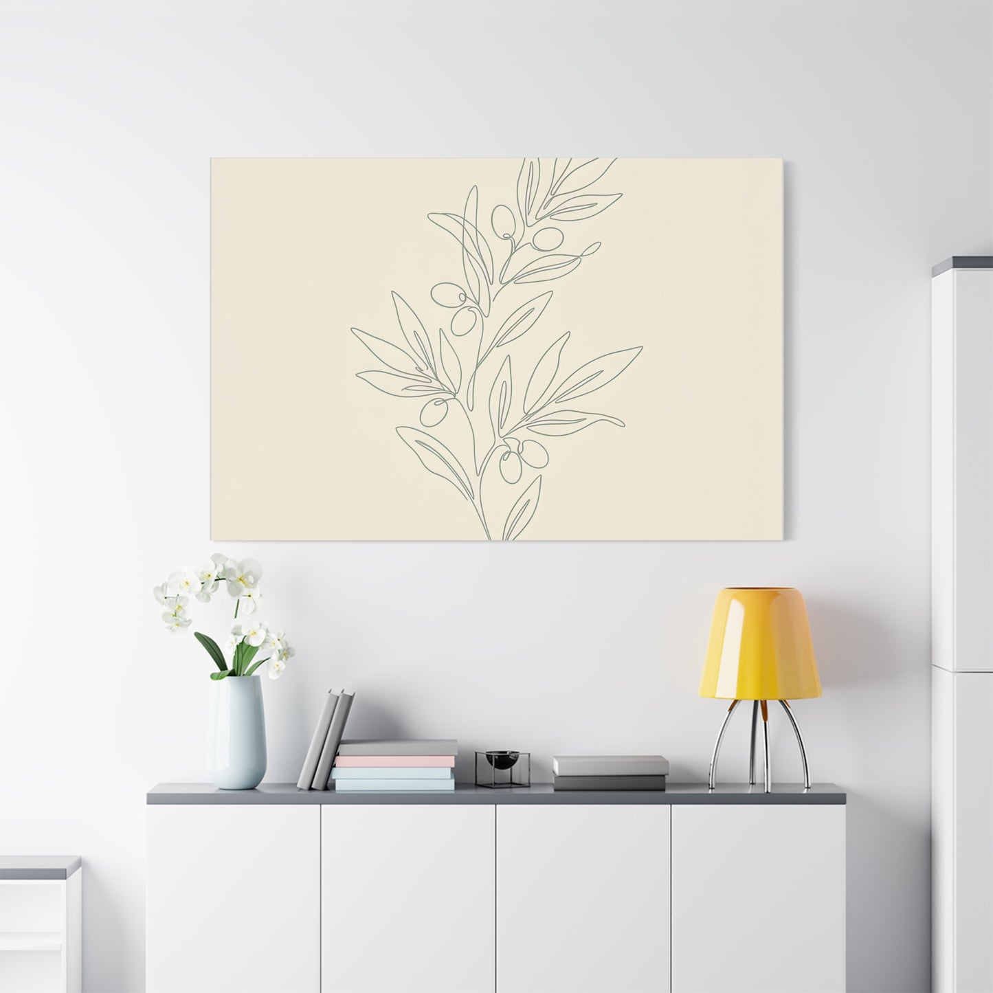 Olive Branch Minimalist Wall Art Canvas