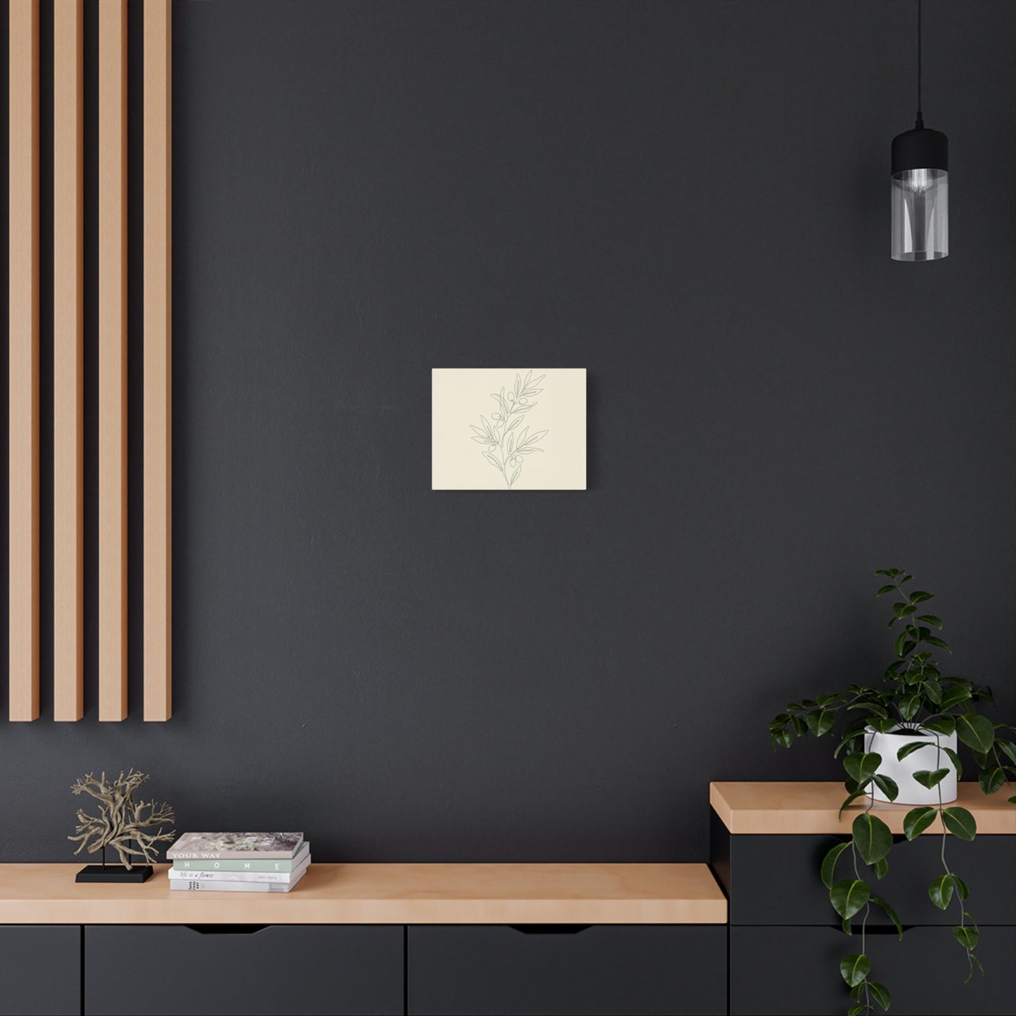 Olive Branch Minimalist Wall Art Canvas