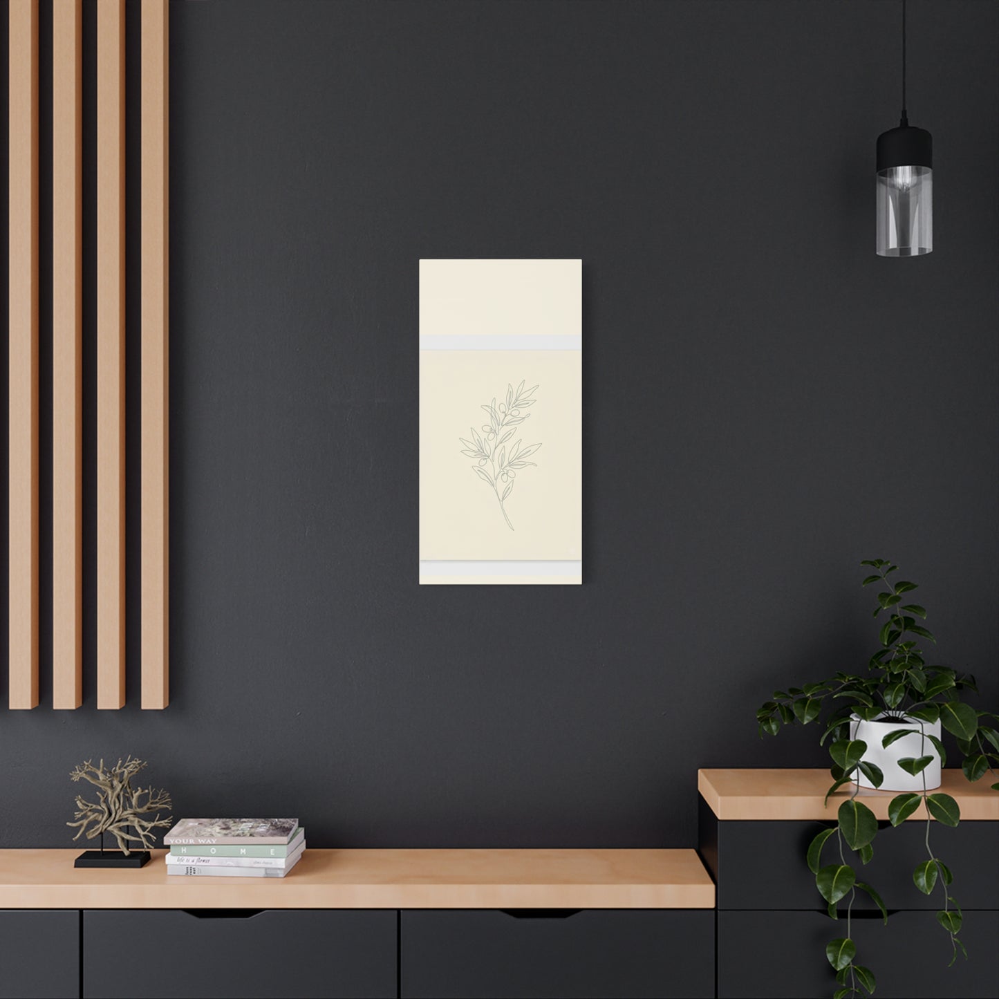 Olive Branch Minimalist Wall Art Canvas