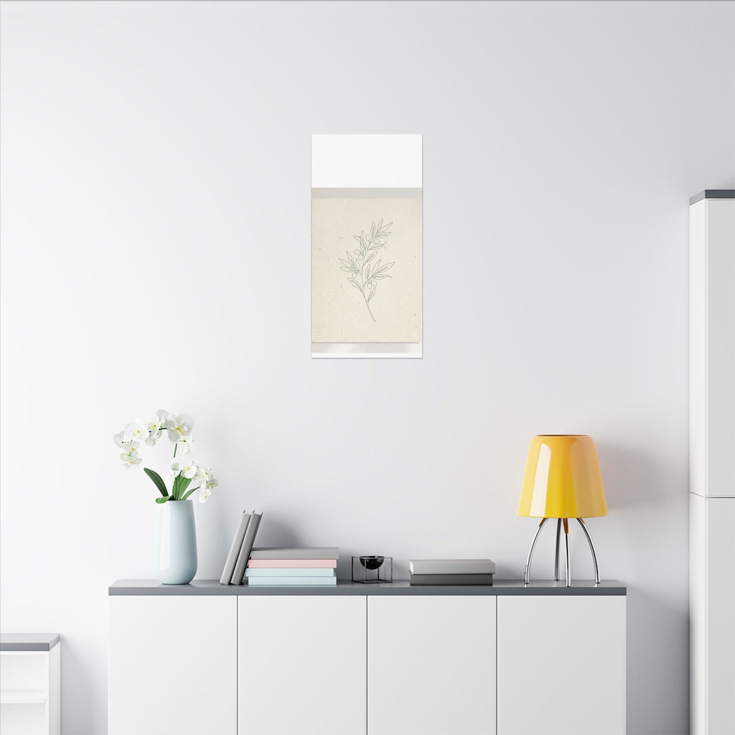 Olive Branch Minimalist Matte Canvas Wall Art