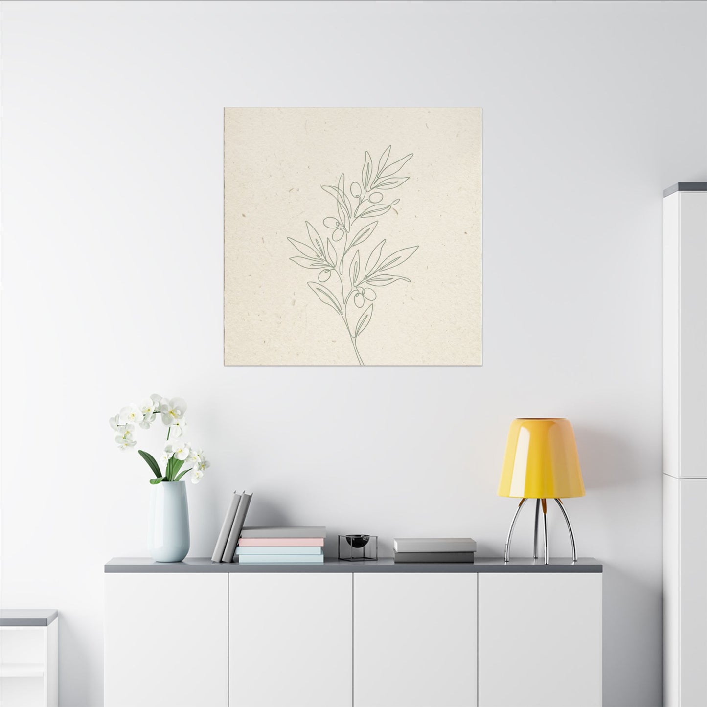 Olive Branch Minimalist Matte Canvas Wall Art
