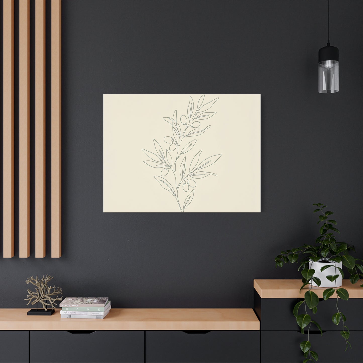 Olive Branch Minimalist Wall Art Canvas