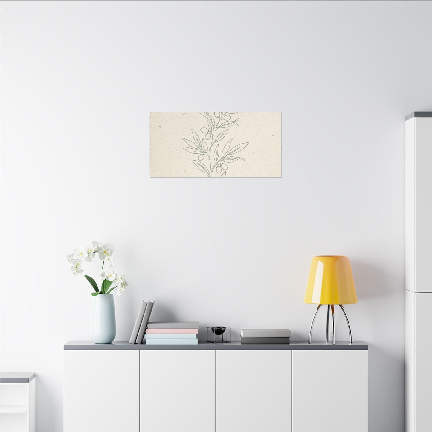 Olive Branch Minimalist Matte Canvas Wall Art