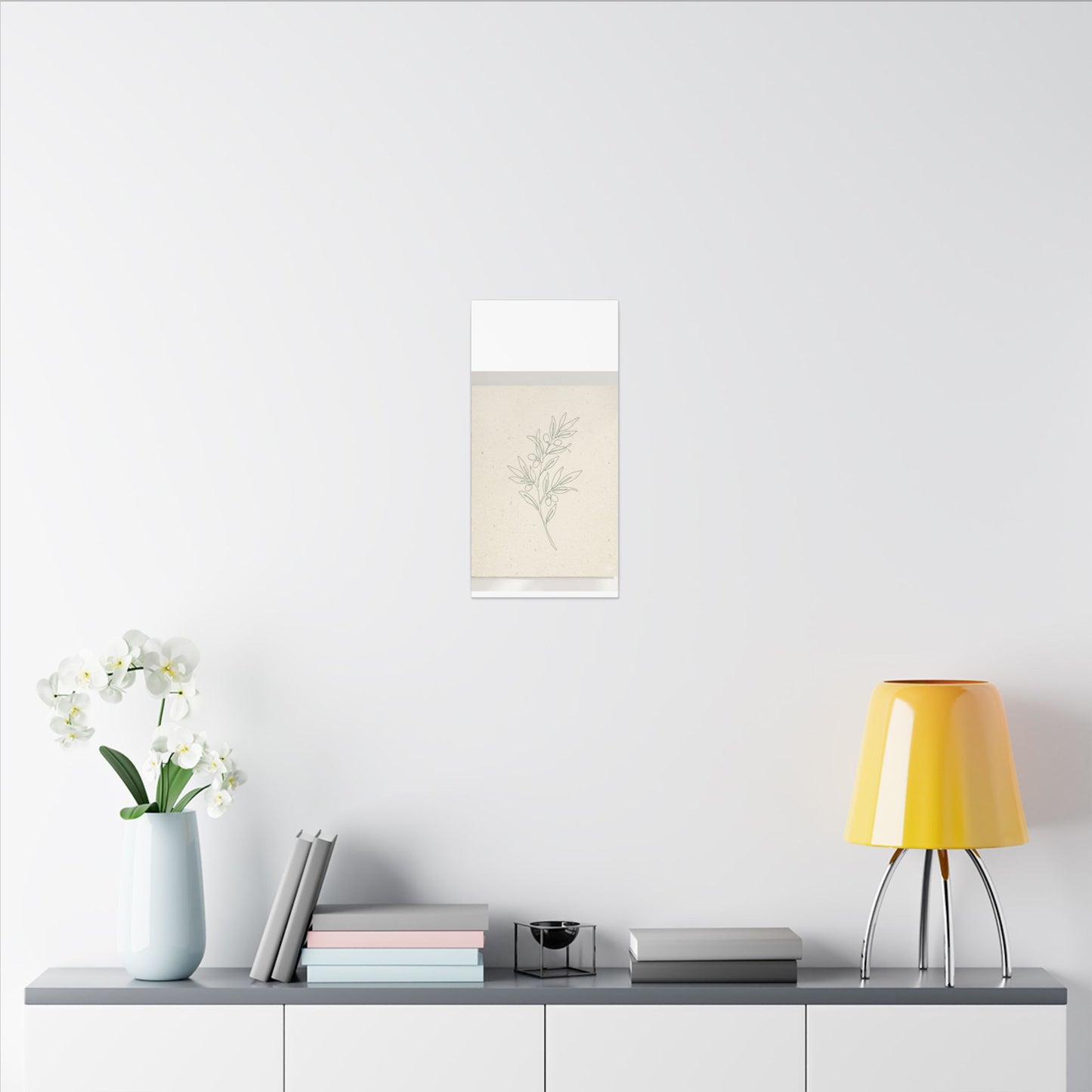 Olive Branch Minimalist Matte Canvas Wall Art