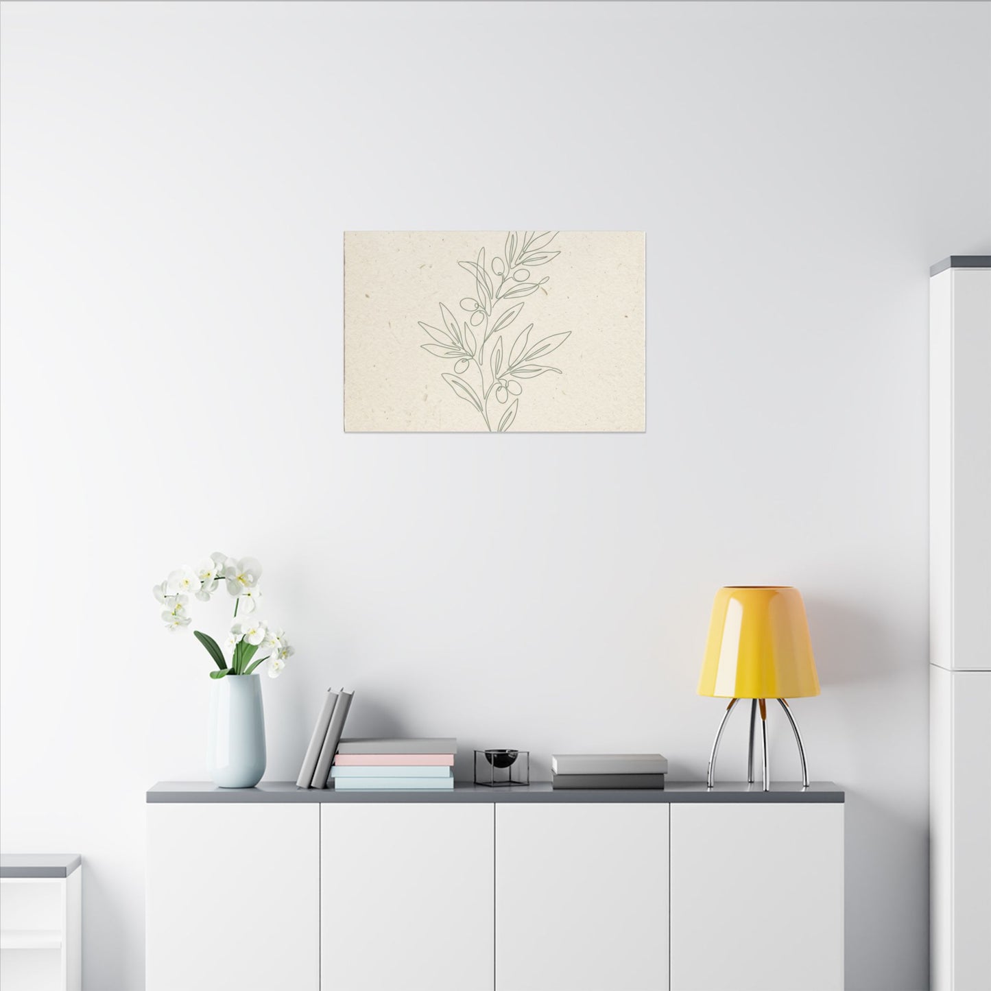 Olive Branch Minimalist Matte Canvas Wall Art