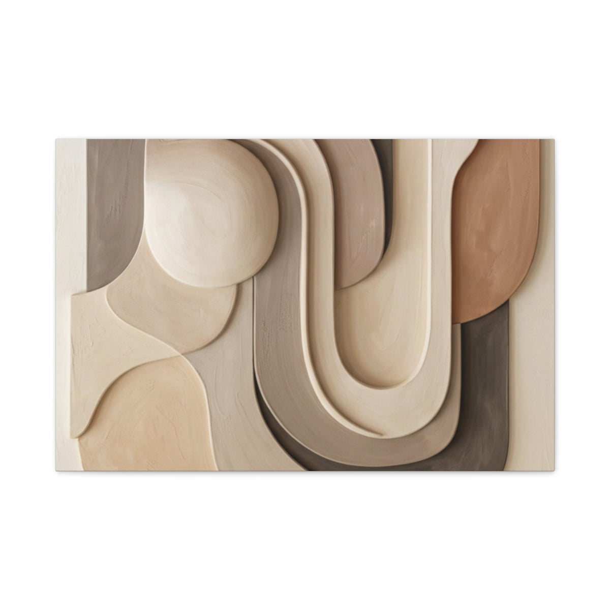 Abstract Neutral Sculpture Canvas Print — Minimalist Modern Wall Art
