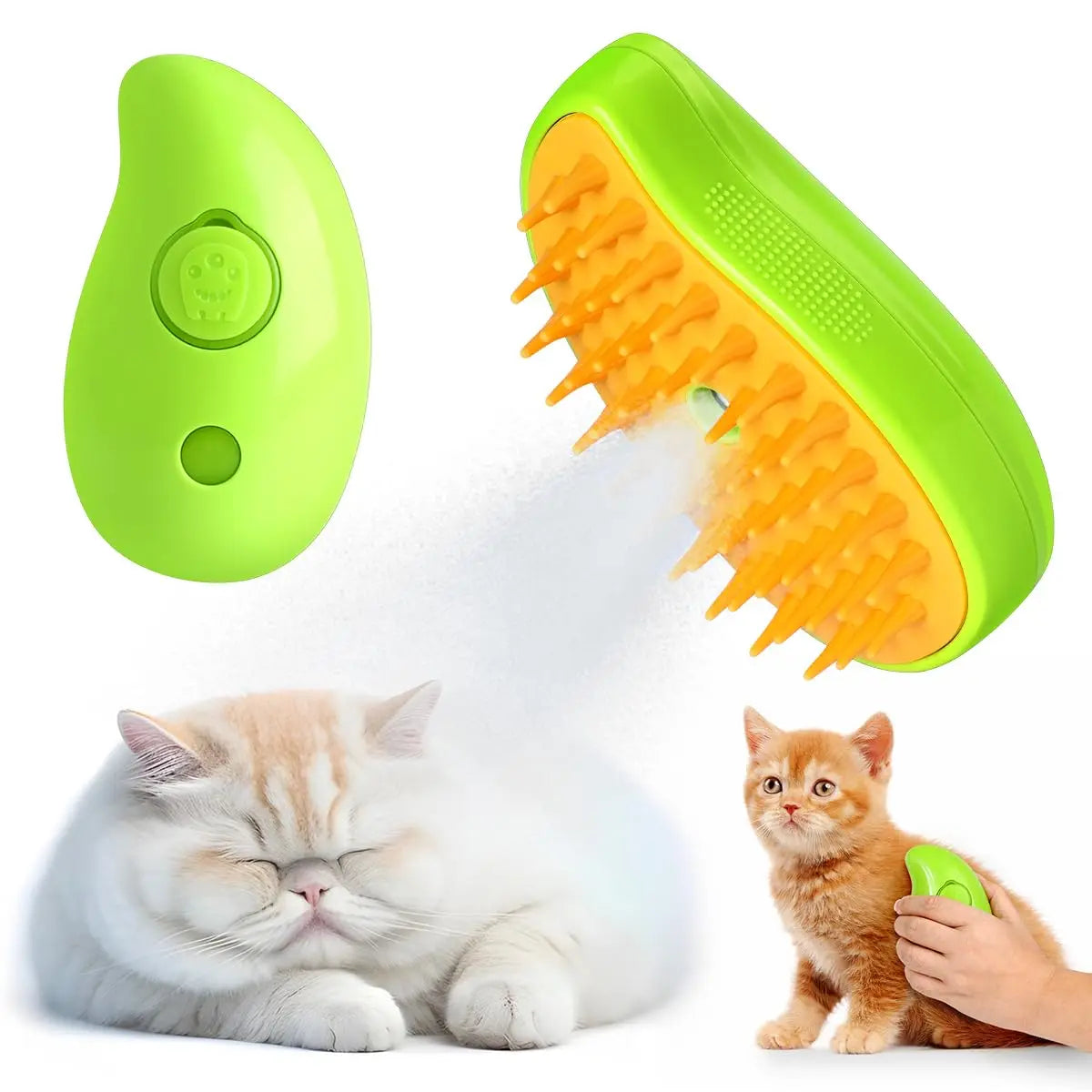 Steam Grooming Brush for Cats — Soft Coat, Happy Cat