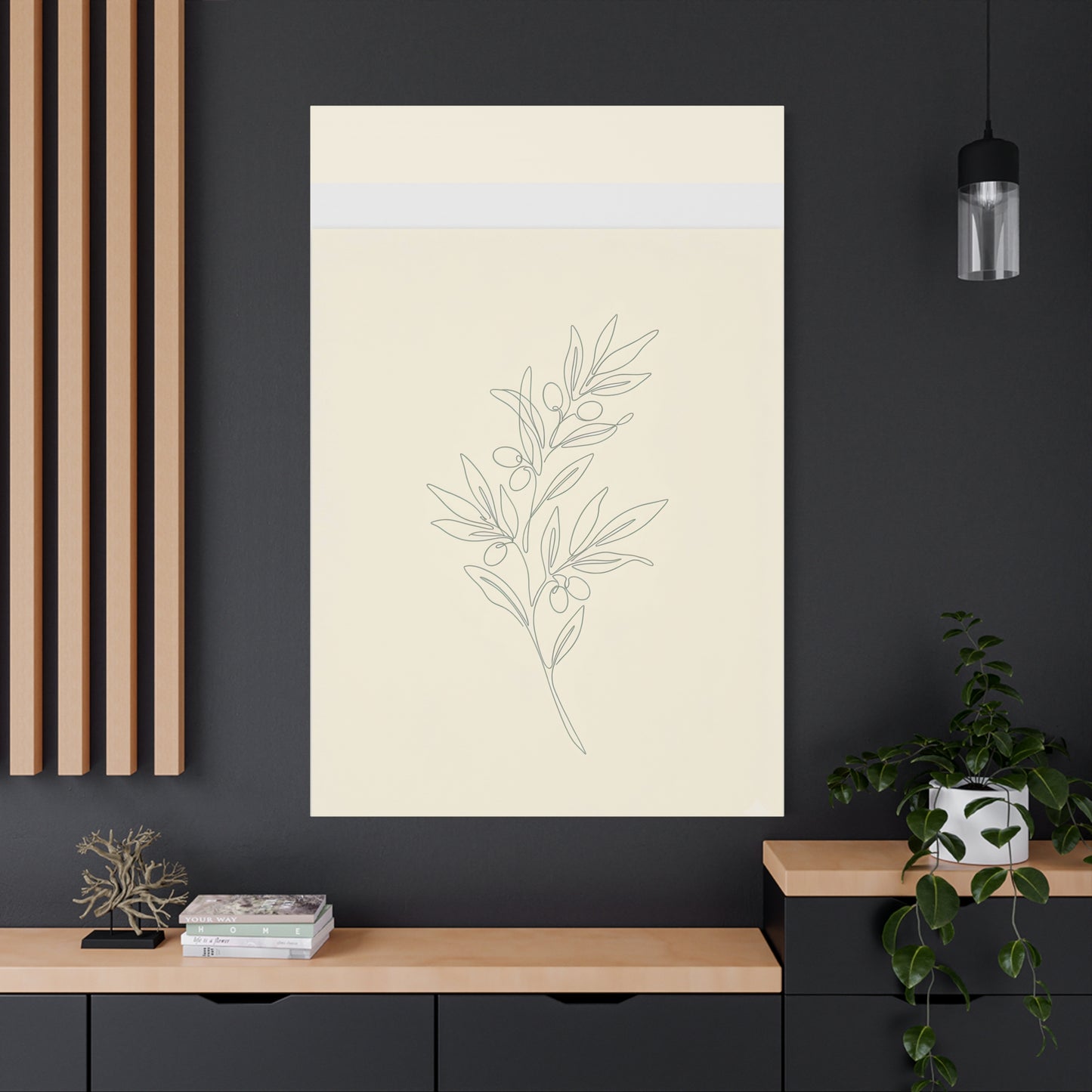 Olive Branch Minimalist Wall Art Canvas