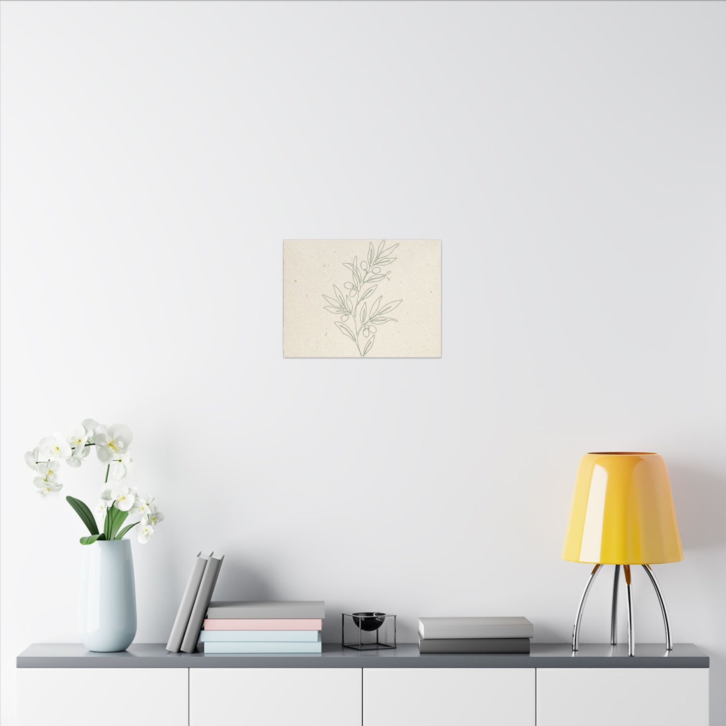 Olive Branch Minimalist Matte Canvas Wall Art