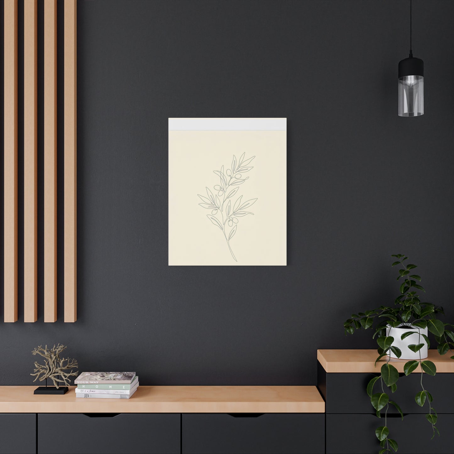 Olive Branch Minimalist Wall Art Canvas