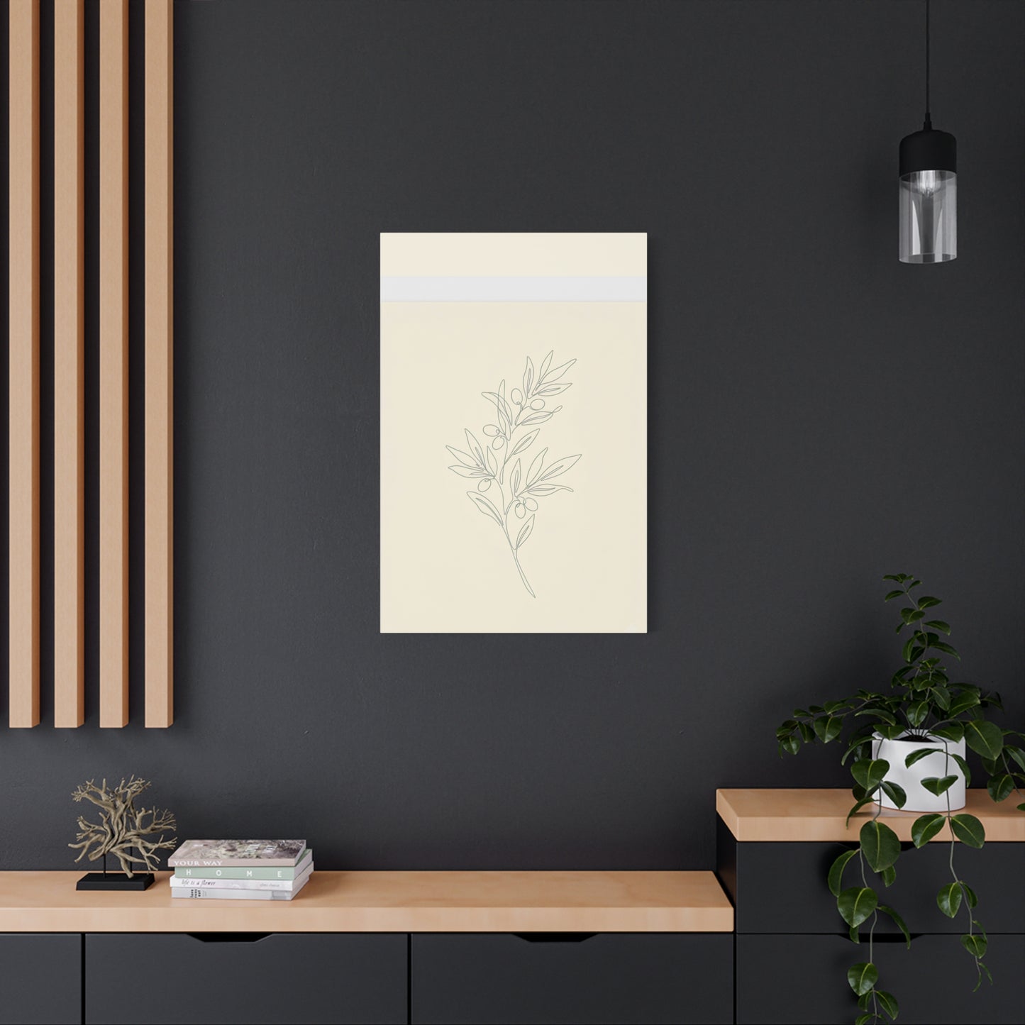 Olive Branch Minimalist Wall Art Canvas