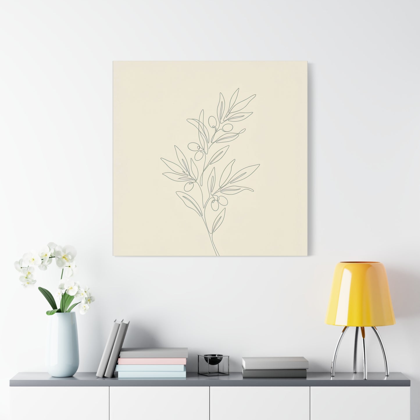 Olive Branch Minimalist Wall Art Canvas