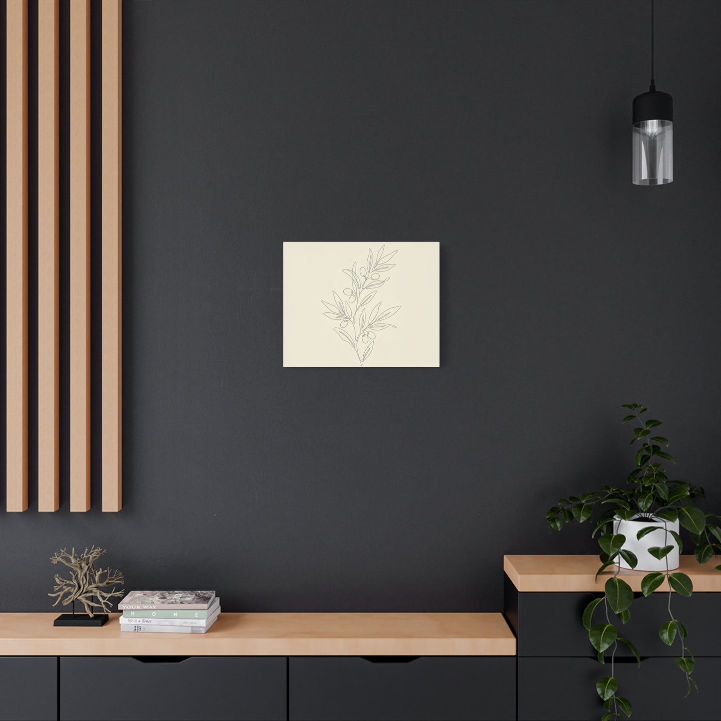 Olive Branch Minimalist Wall Art Canvas