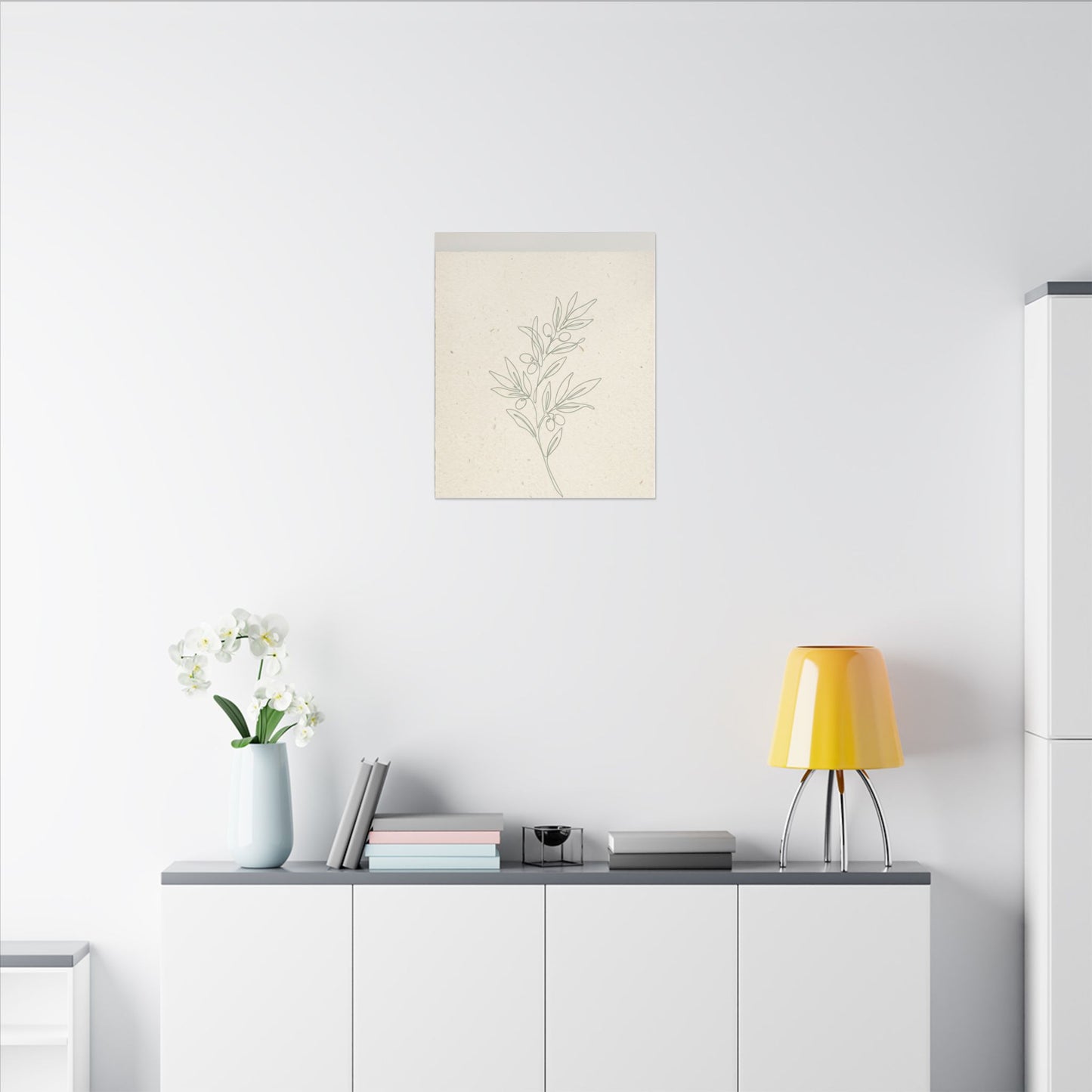 Olive Branch Minimalist Matte Canvas Wall Art