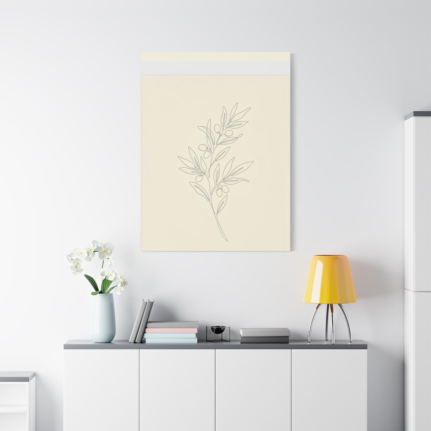 Olive Branch Minimalist Wall Art Canvas