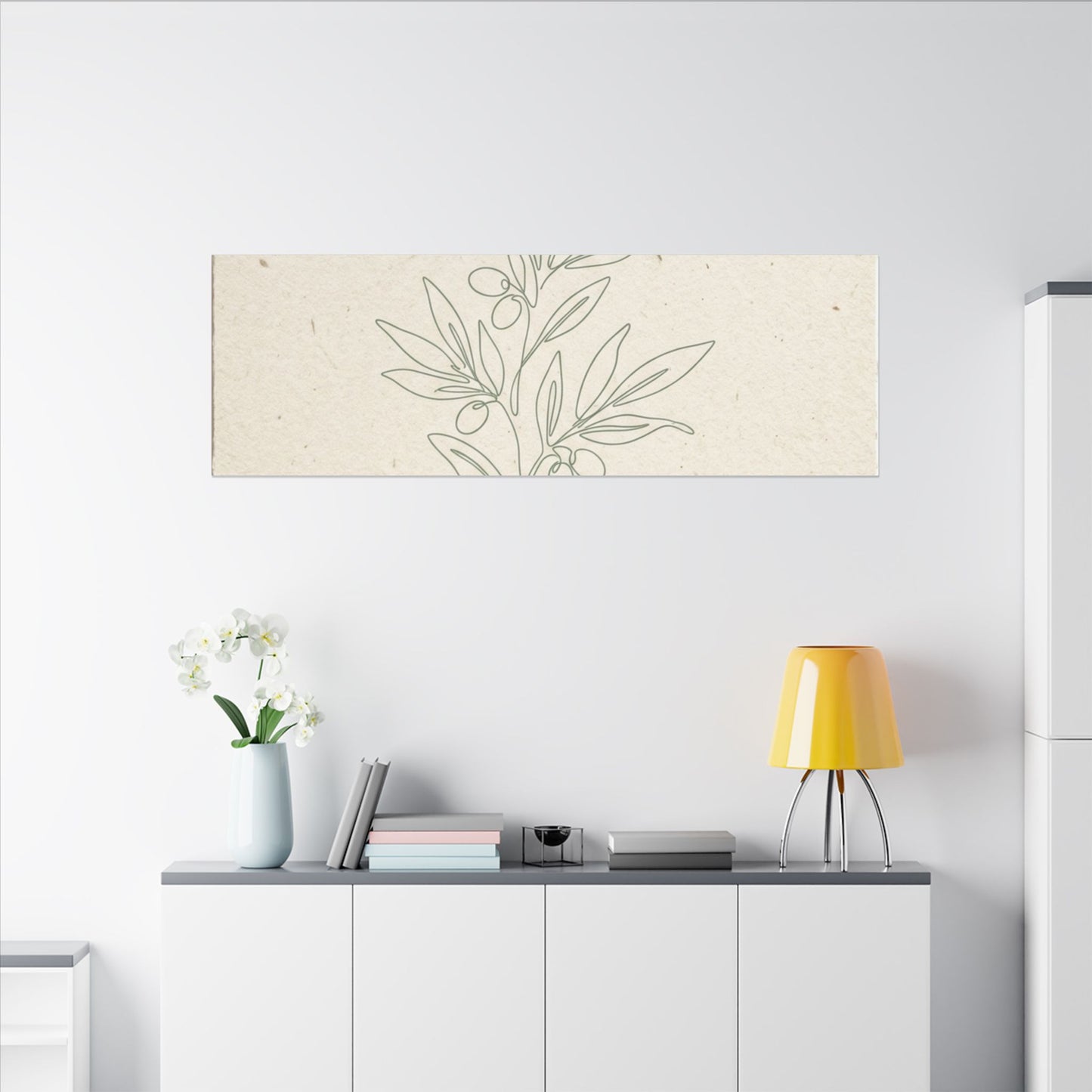 Olive Branch Minimalist Matte Canvas Wall Art